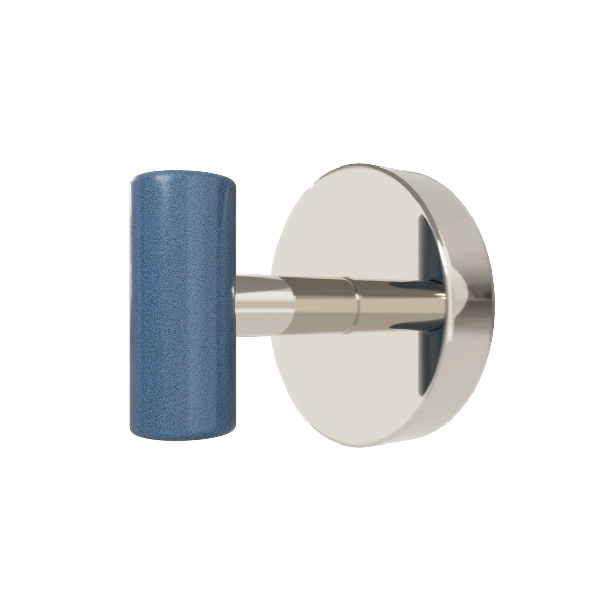 Nickel and Slate Blue color Swift Hook Dutton Brown hardware