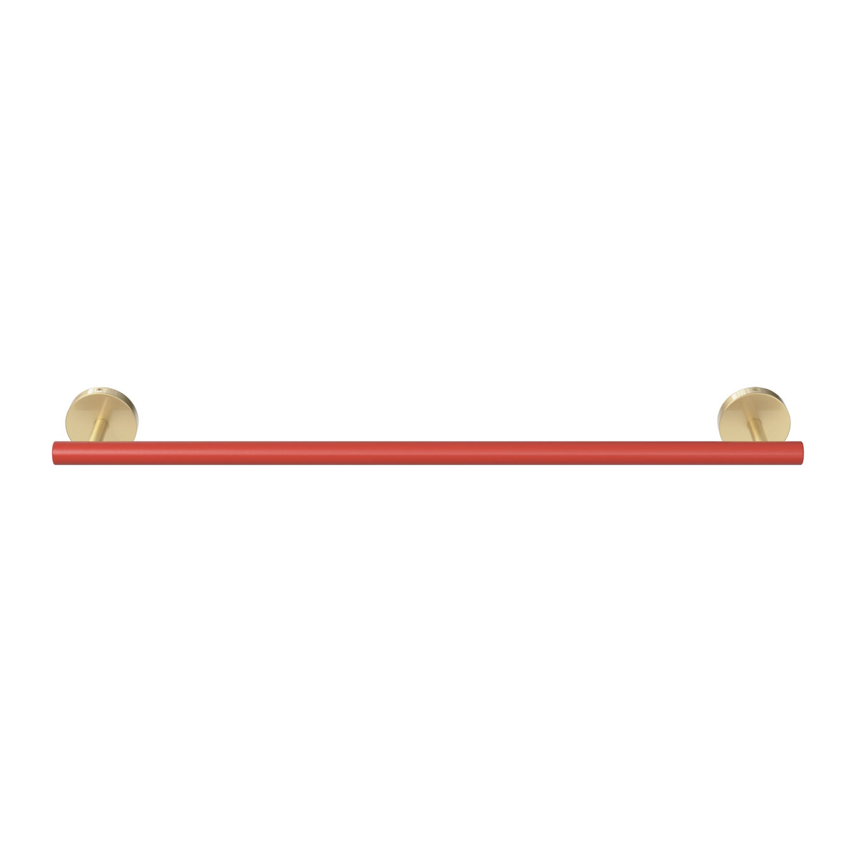 Brass and Riding Hood Red color Swift Towel Bar 18" Dutton Brown hardware