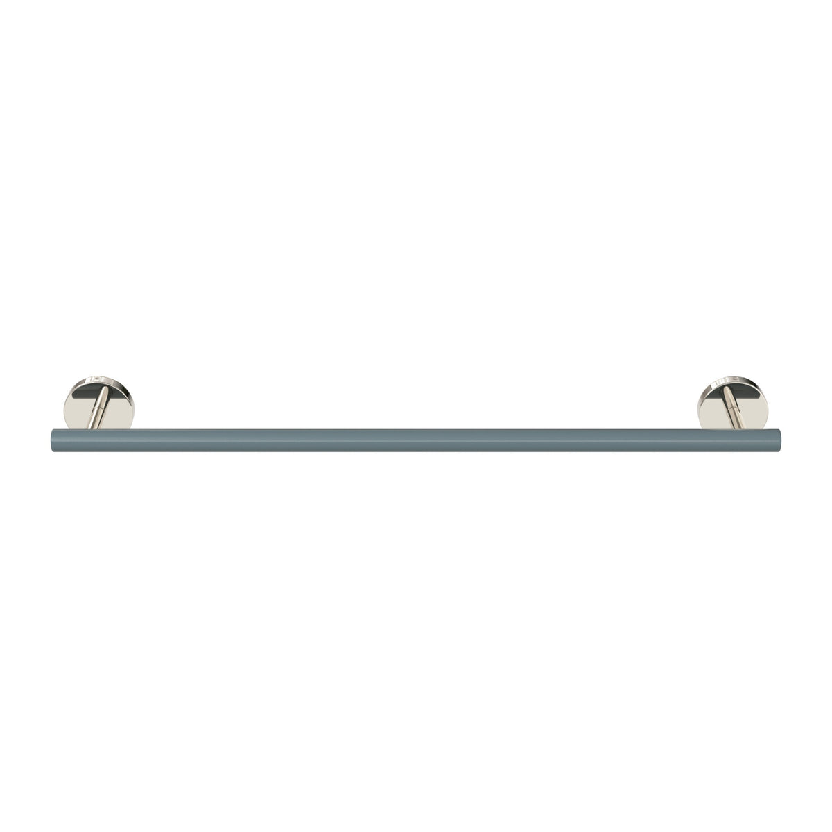 Nickel and Lagoon color Swift Towel Bar 18" Dutton Brown hardware