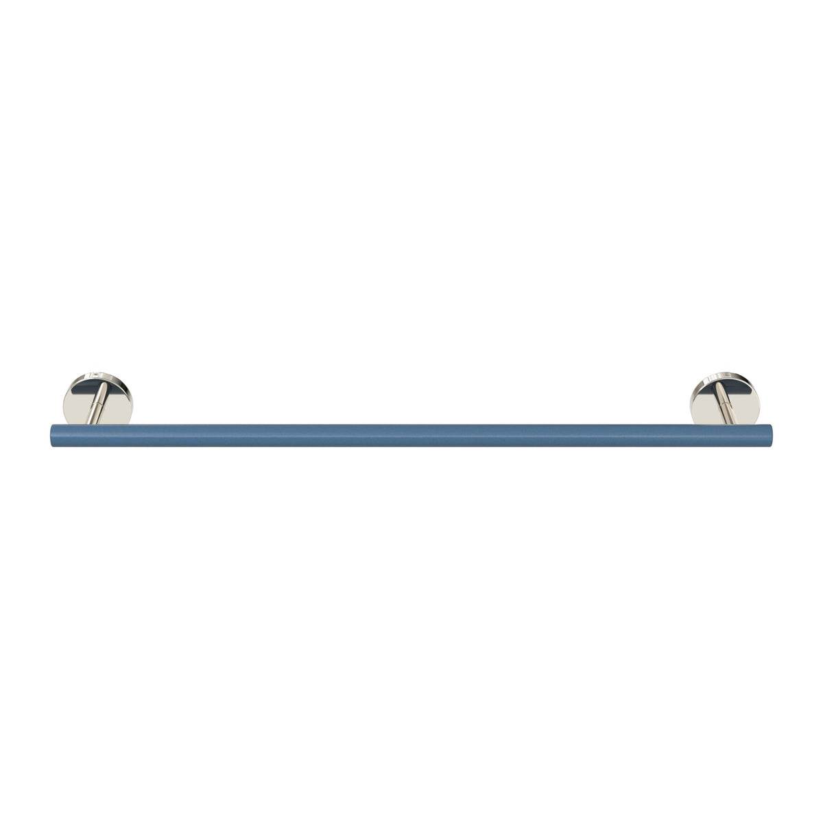 Nickel and Slate Blue color Swift Towel Bar 18" Dutton Brown hardware
