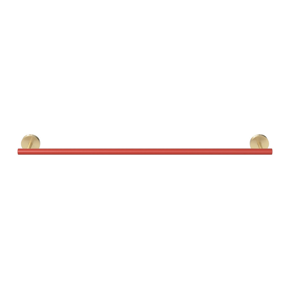 Brass and Riding Hood Red color Swift Towel Bar 24" Dutton Brown hardware