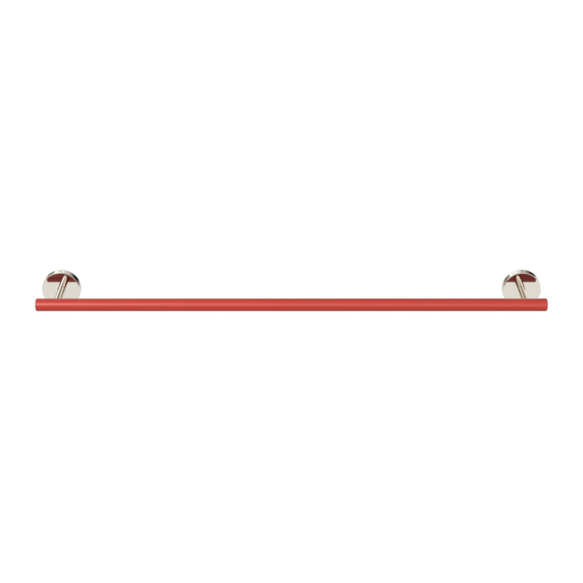 Nickel and Riding Hood Red color Swift Towel Bar 24" Dutton Brown hardware