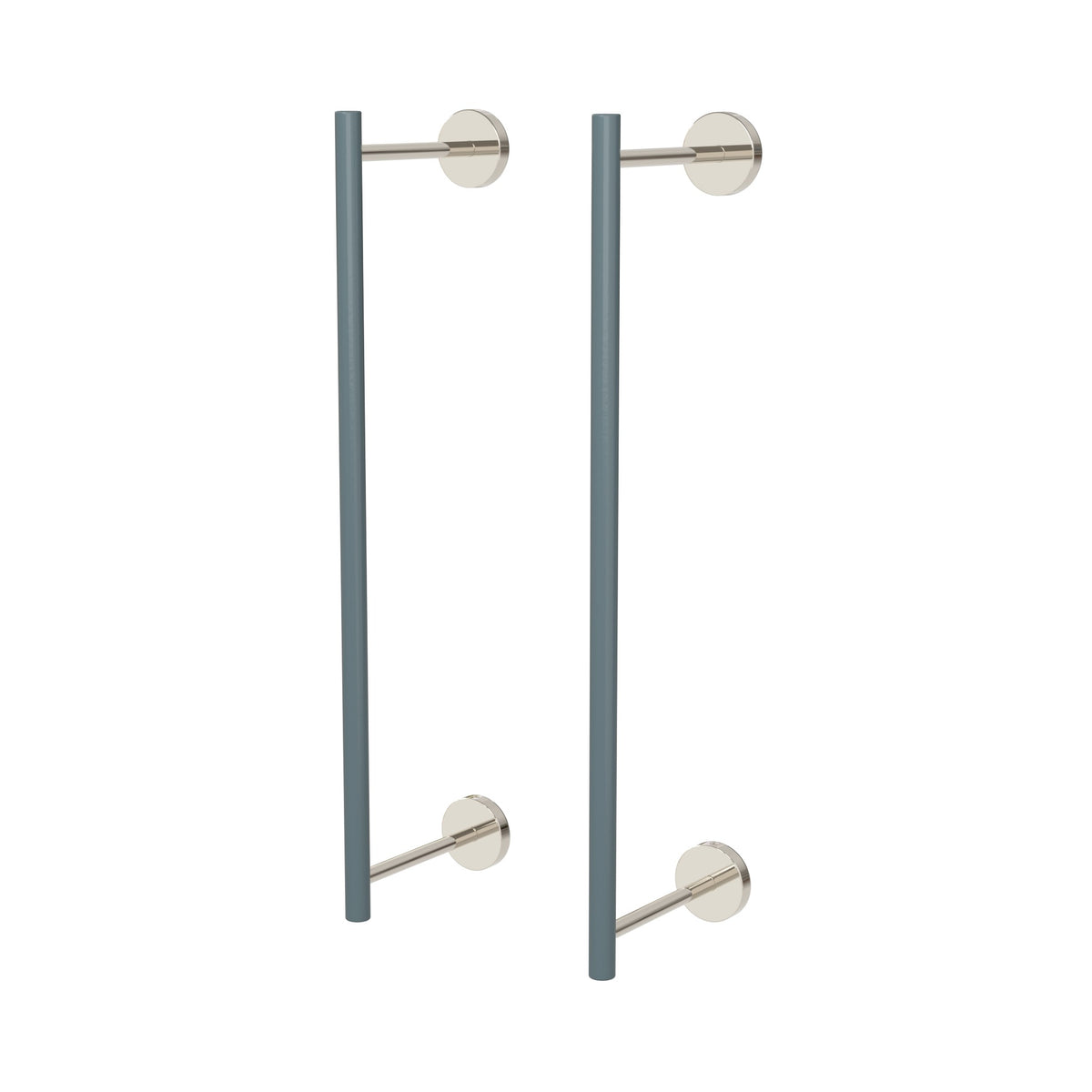 Nickel and Lagoon color Swift Towel Rack 18" Dutton Brown hardware