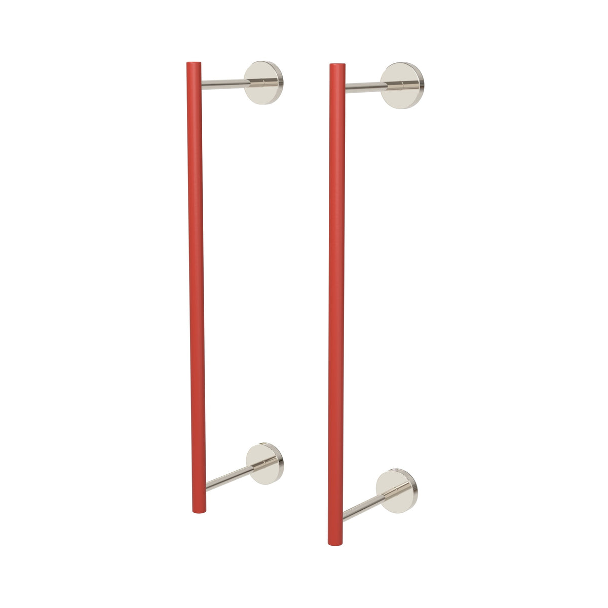 Nickel and Riding Hood Red color Swift Towel Rack 18" Dutton Brown hardware