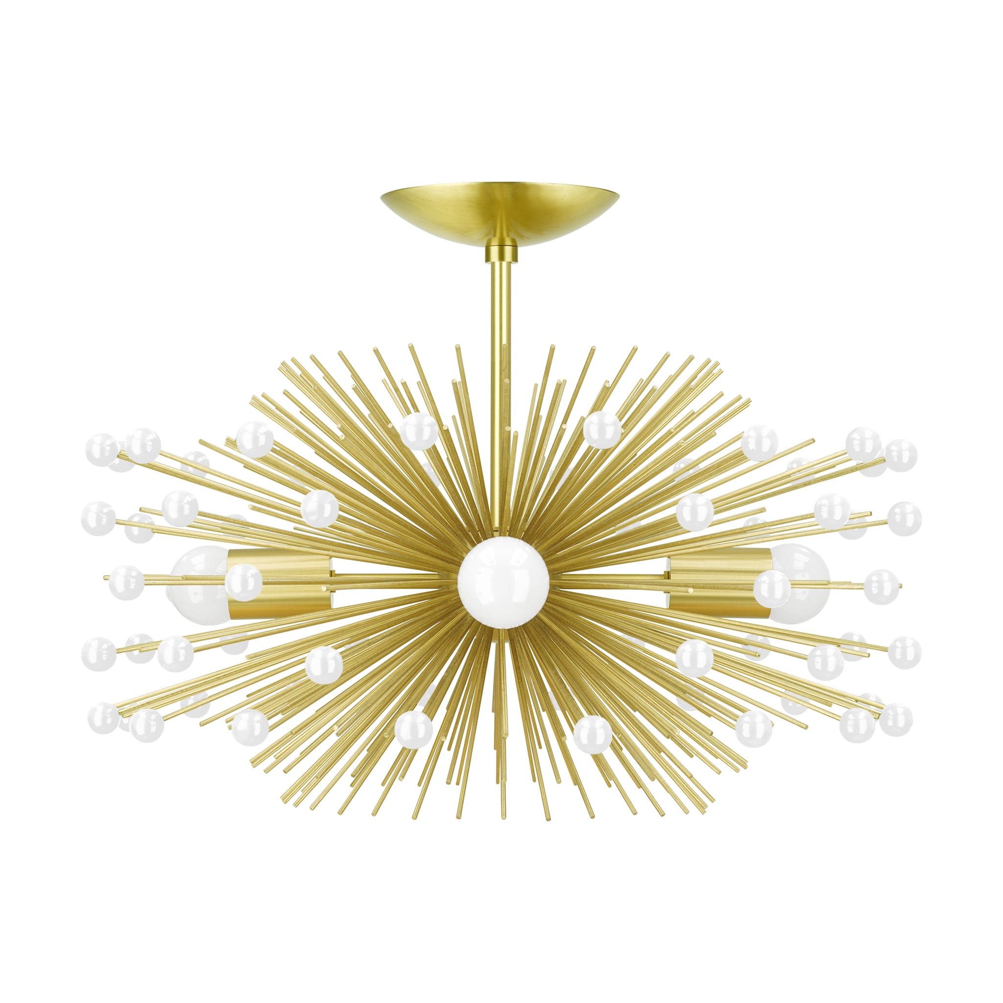 Brass and white color Beaded Urchin flush mount 20" Dutton Brown lighting