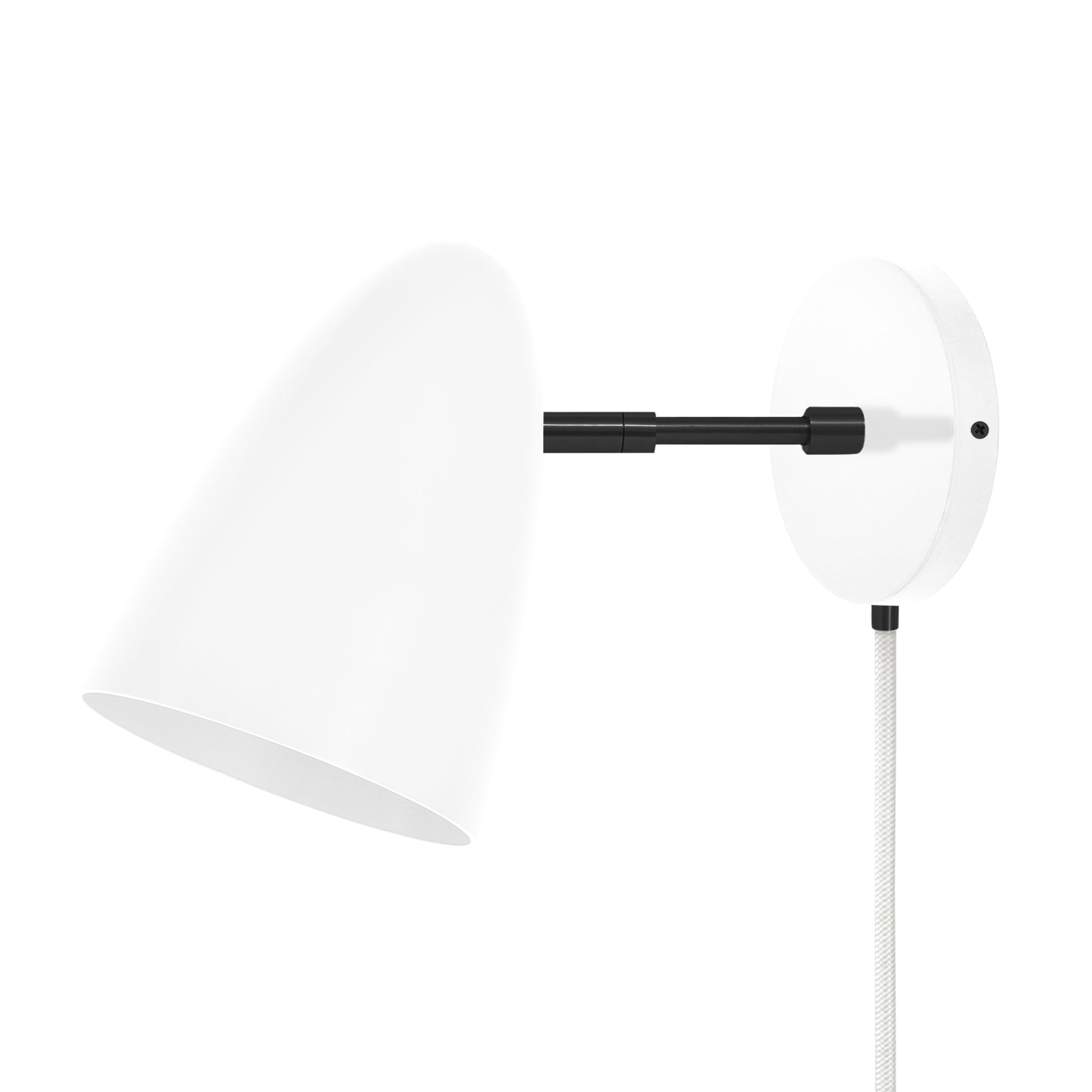 Black and white color Boom plug-in sconce 3" arm Dutton Brown lighting