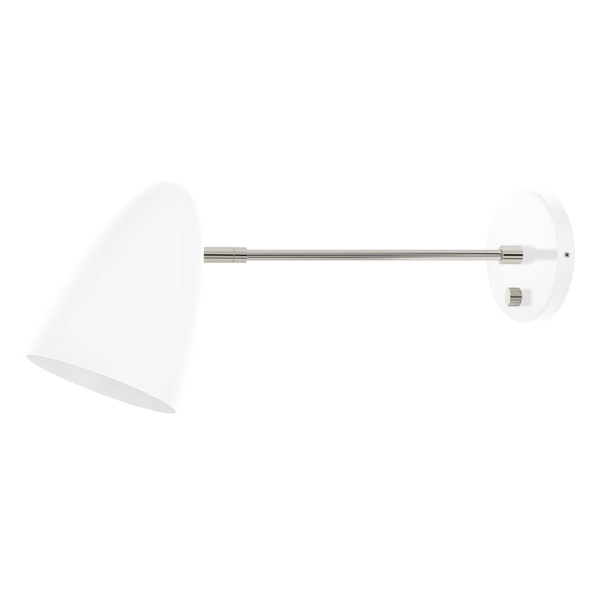 Nickel and white color Boom sconce 10" arm Dutton Brown lighting