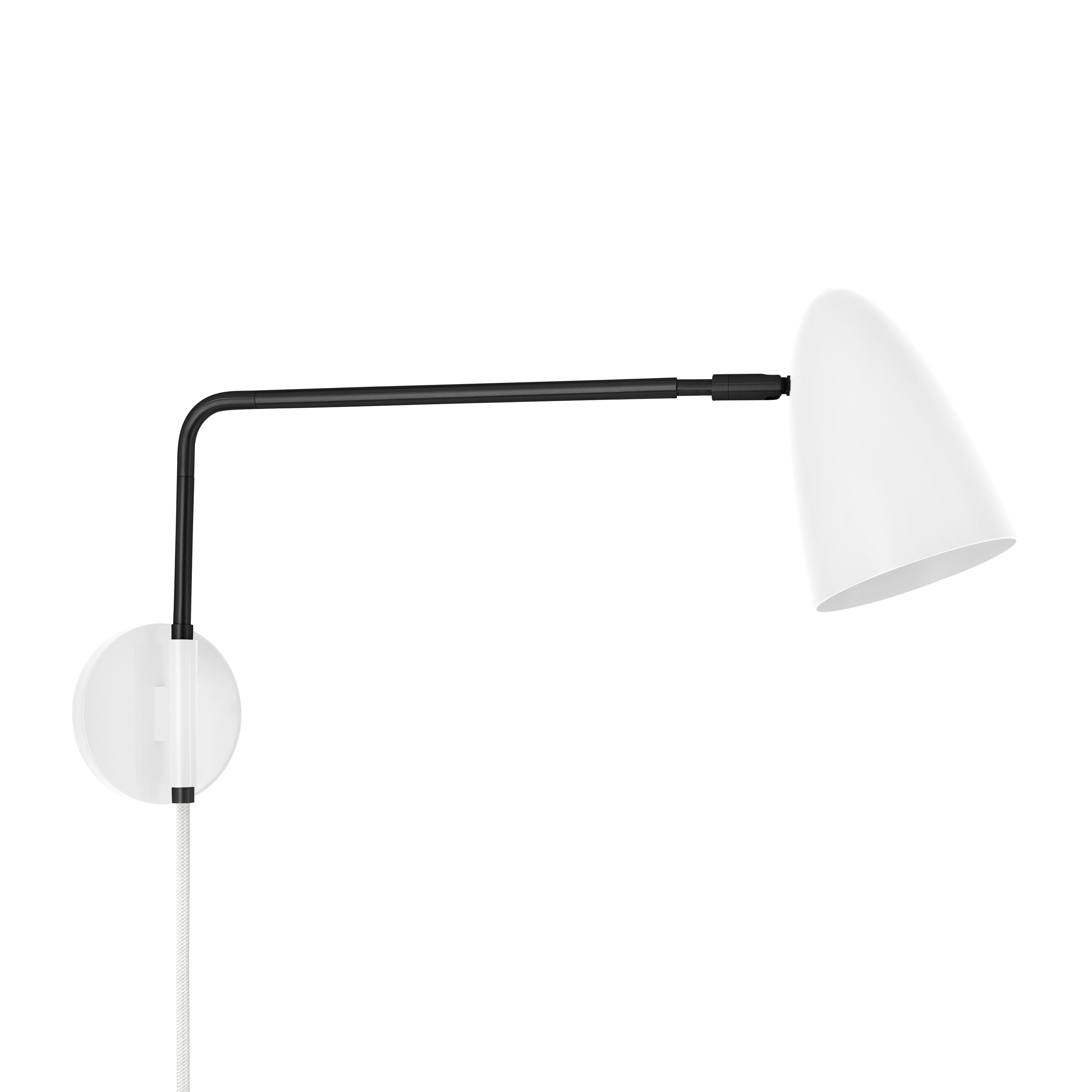 Black and white color Boom Swing Arm plug-in sconce Dutton Brown lighting