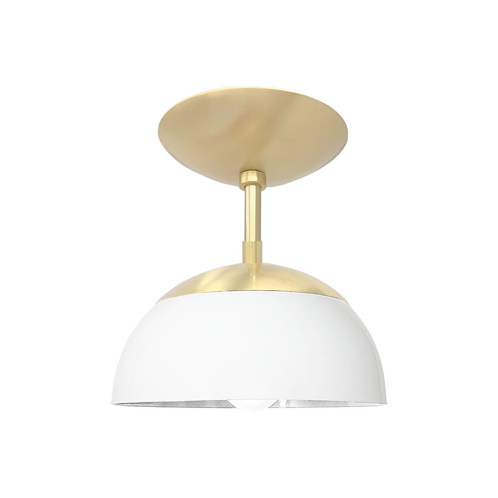 Brass and white color Cadbury flush mount 8" Dutton Brown lighting
