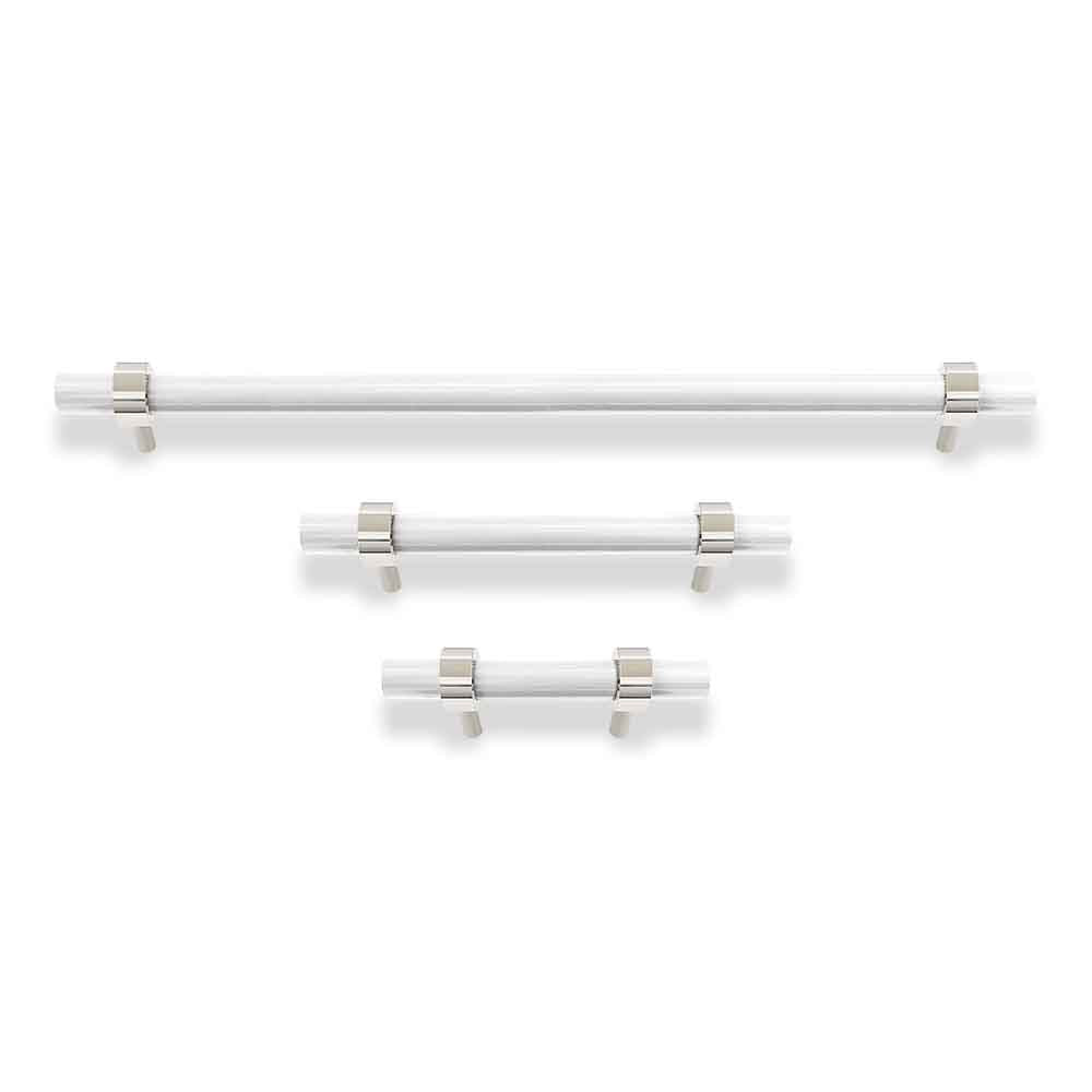 Nickel and white color Caliber pull Dutton Brown hardware