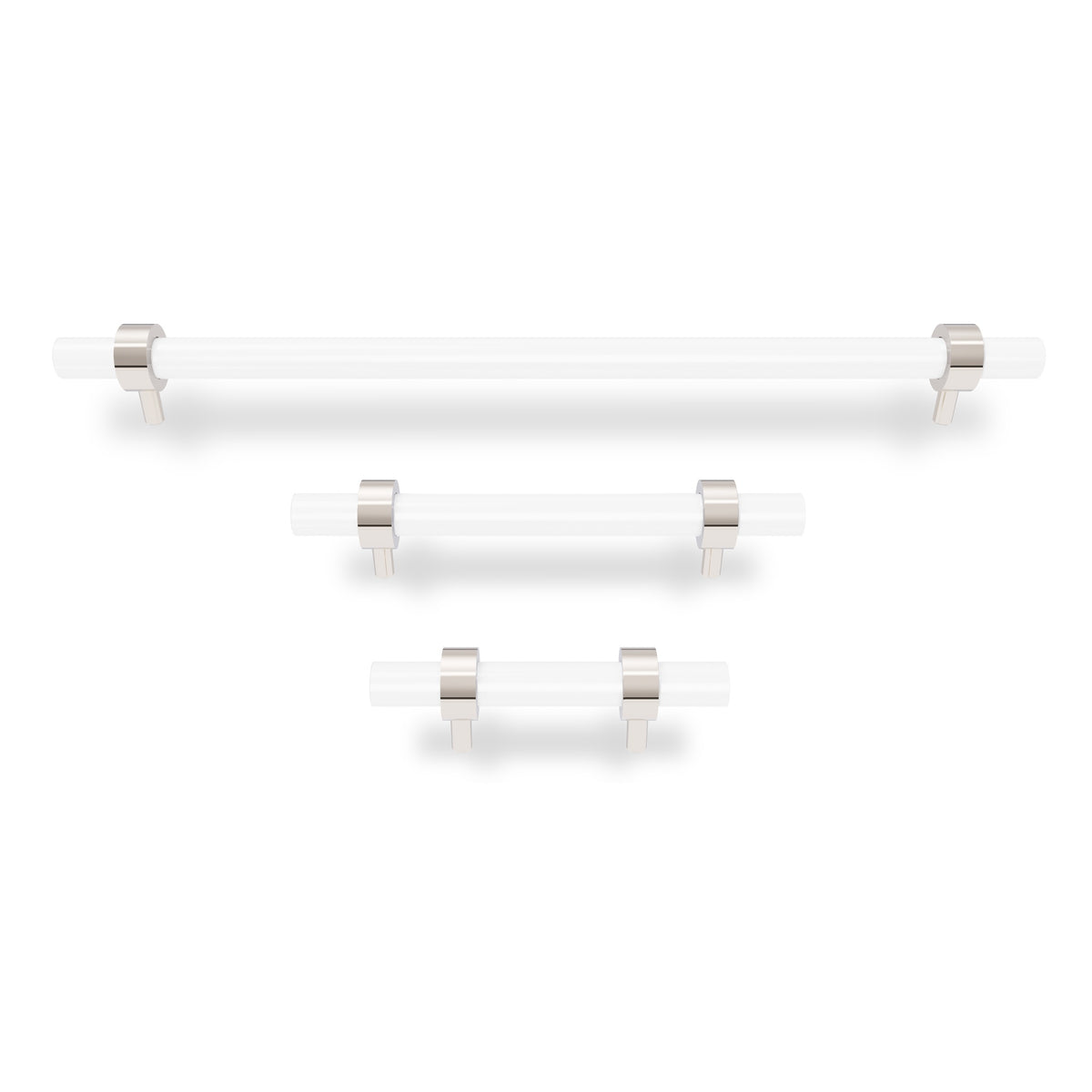 Nickel and white color Caliber pull Dutton Brown hardware