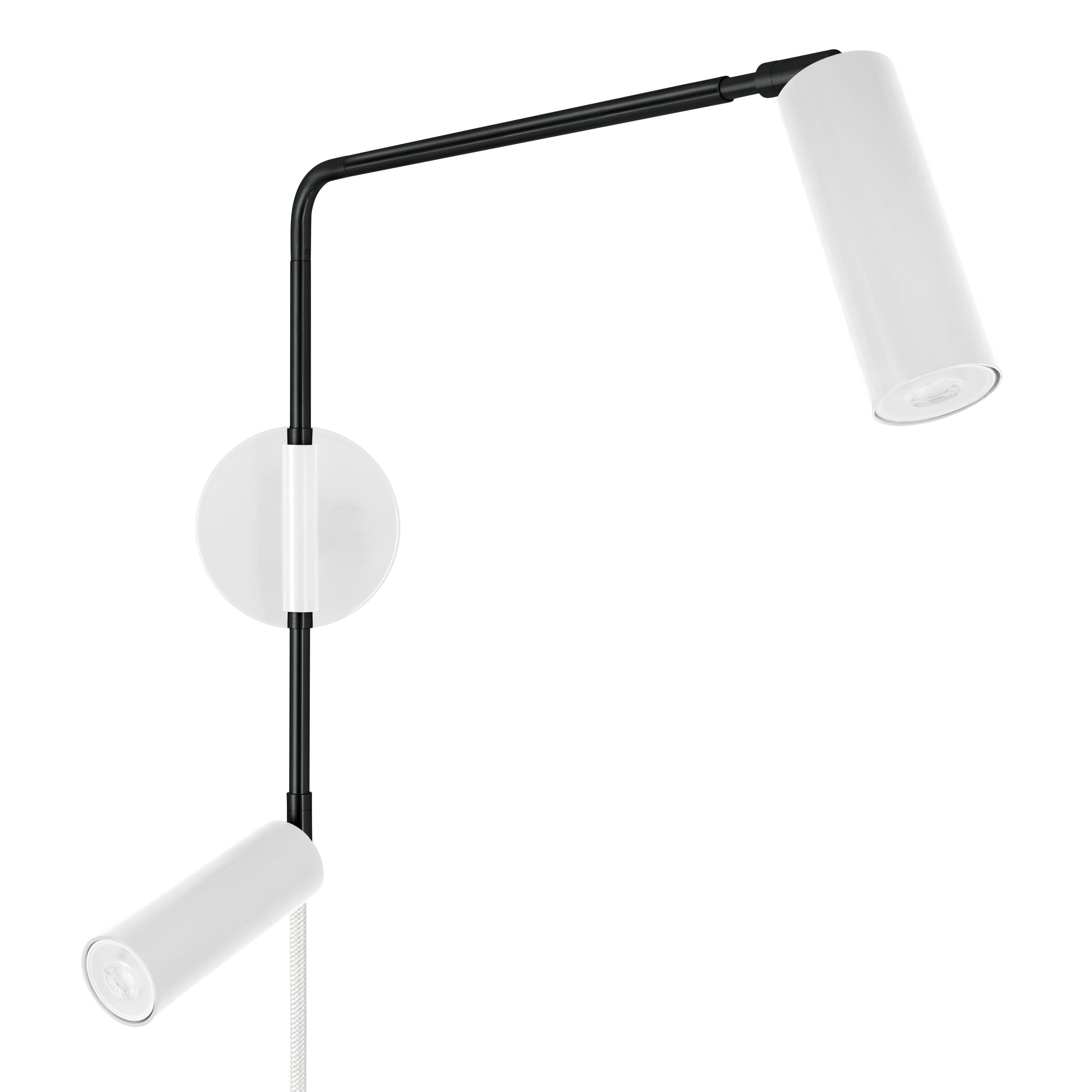 Black and white color Reader Double Swing Arm plug-in sconce Dutton Brown lighting