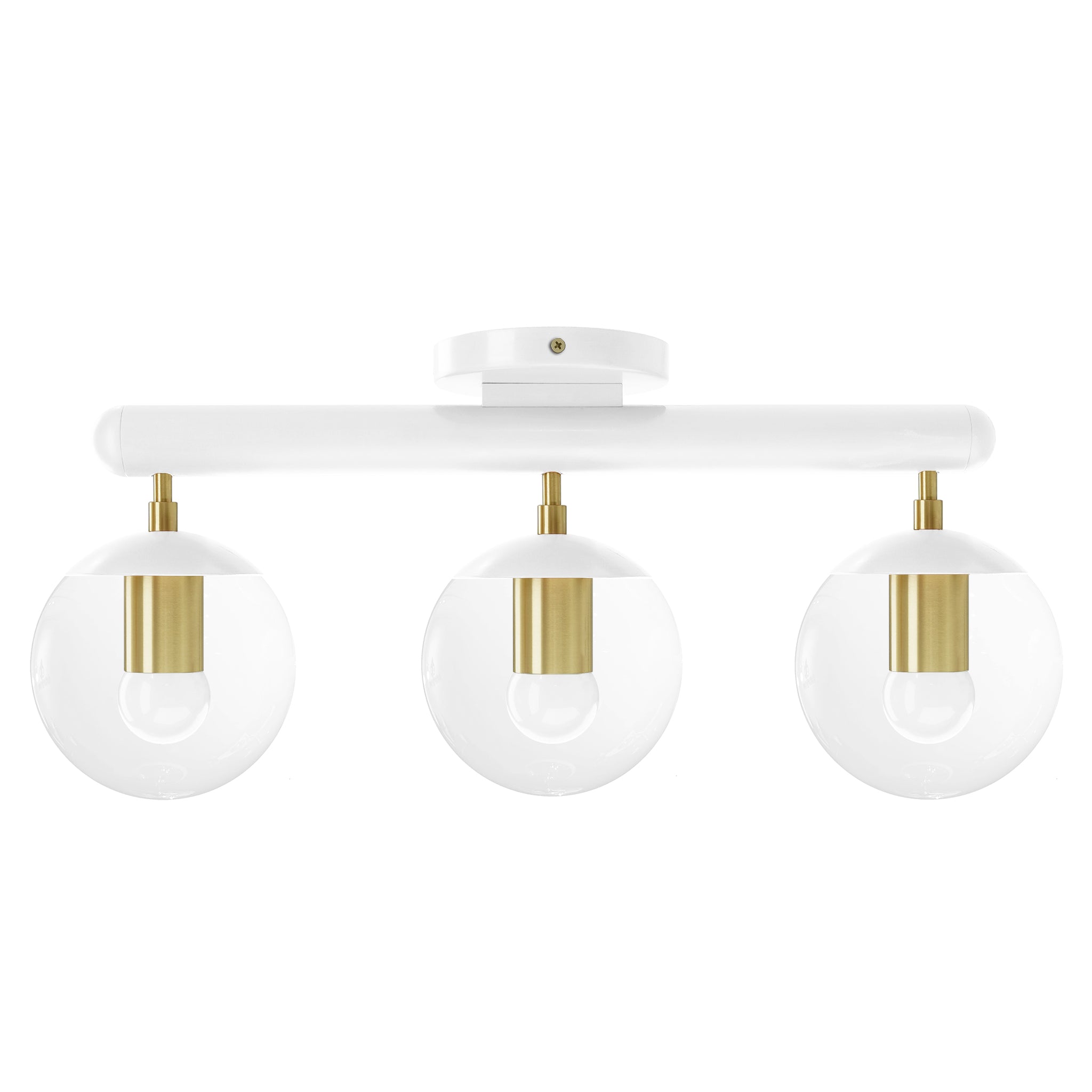 Brass and white color Icon 3 flush mount Dutton Brown lighting