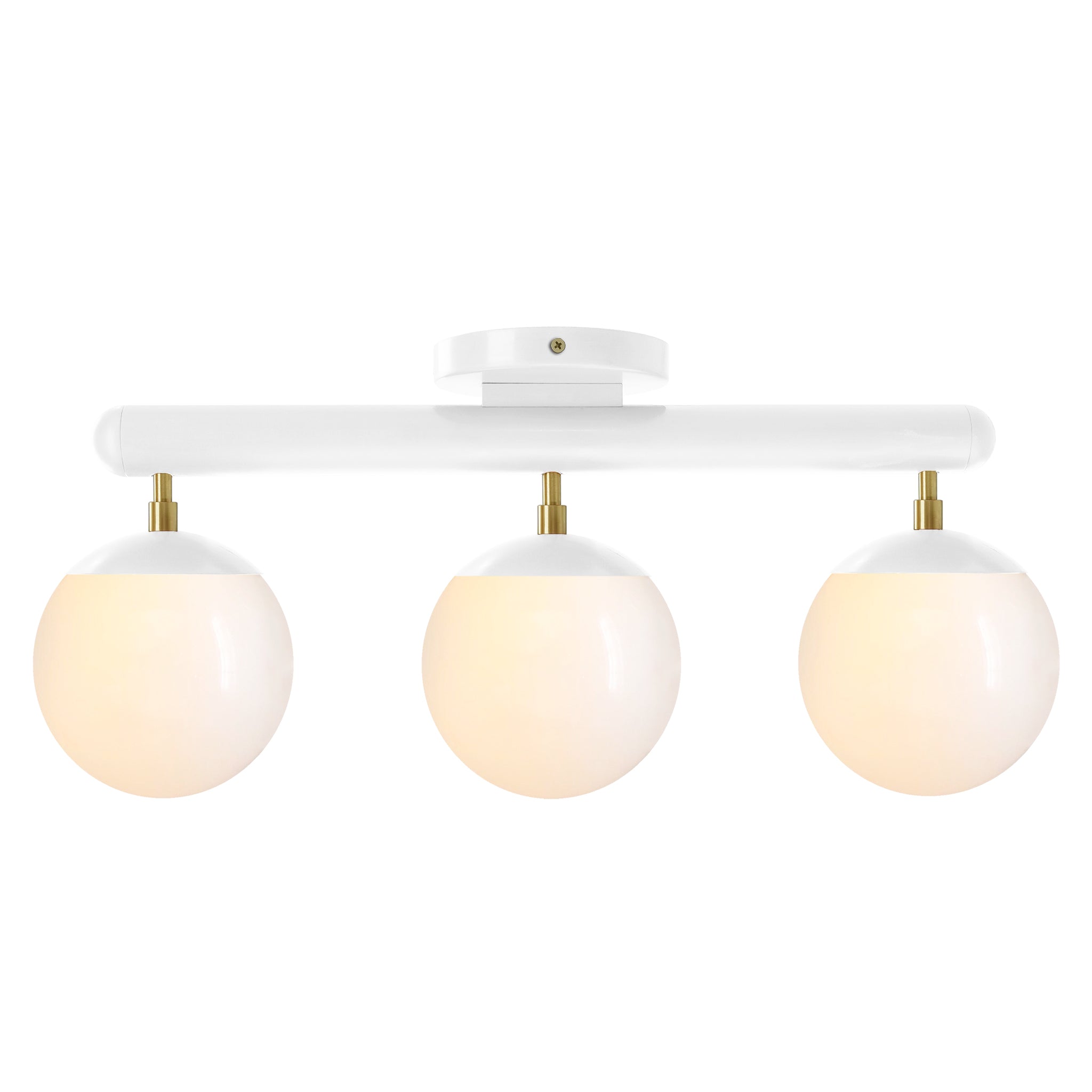 Brass and white color Icon 3 flush mount Dutton Brown lighting