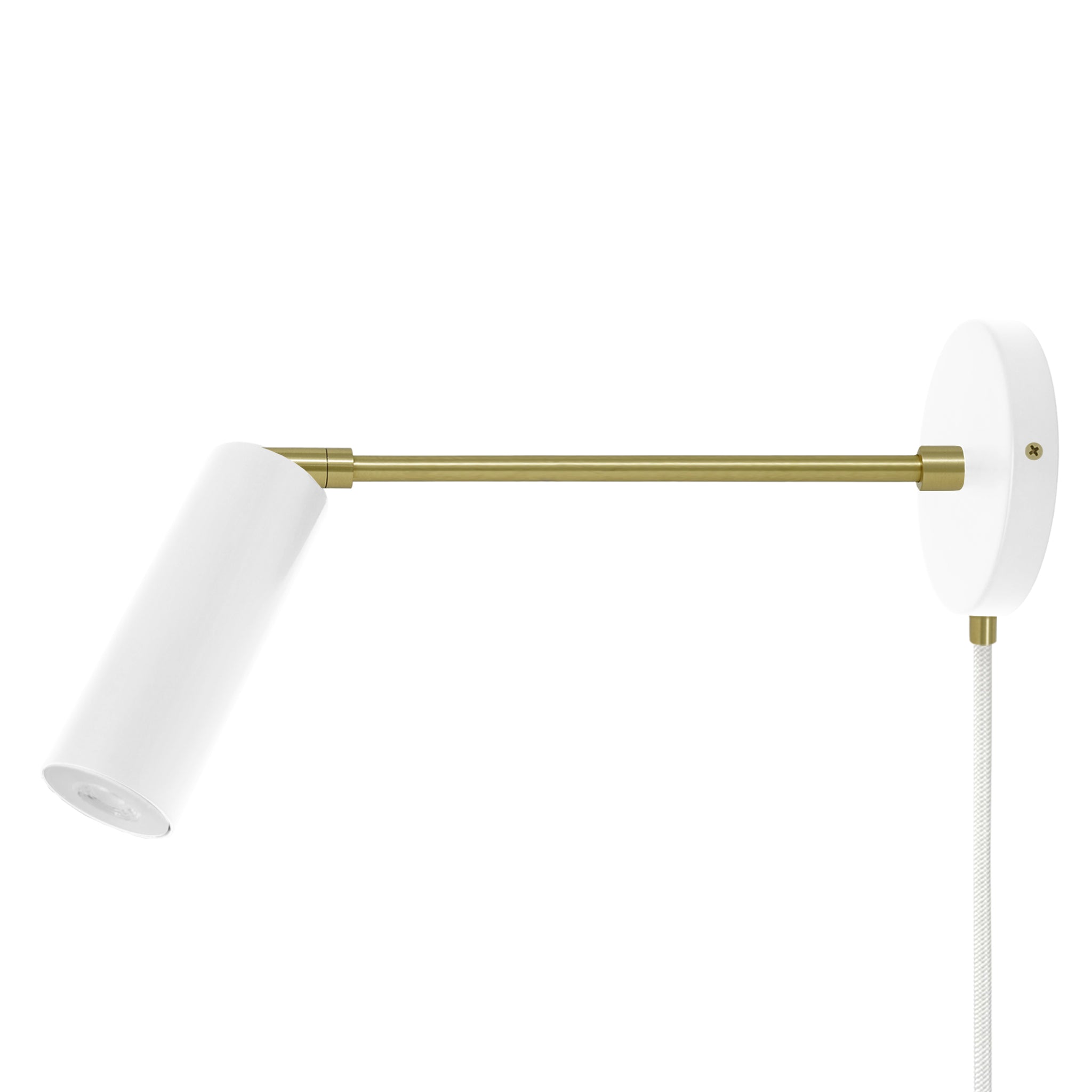 Brass and white color Reader plug-in sconce 10" arm Dutton Brown lighting