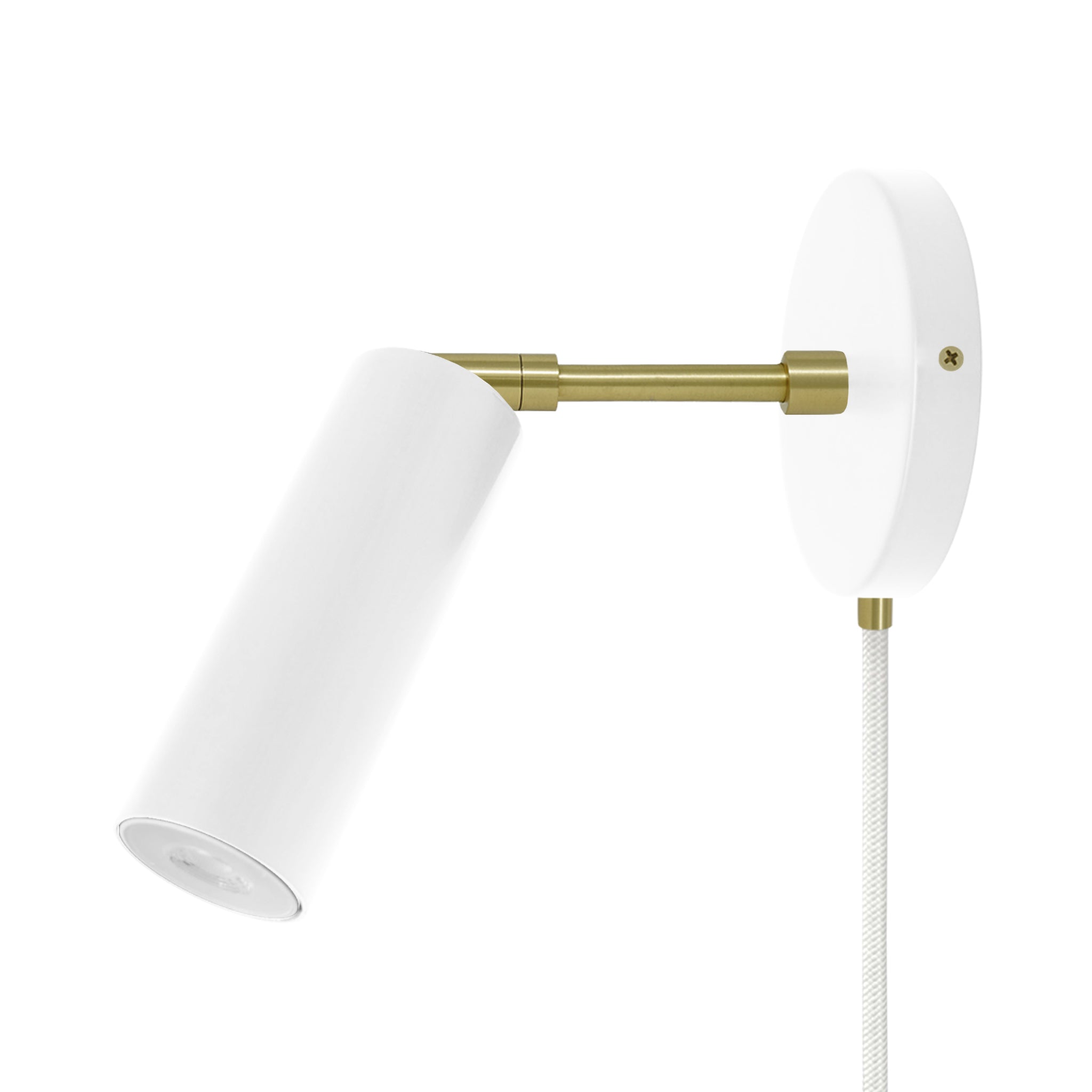 Brass and white color Reader plug-in sconce 3" arm Dutton Brown lighting