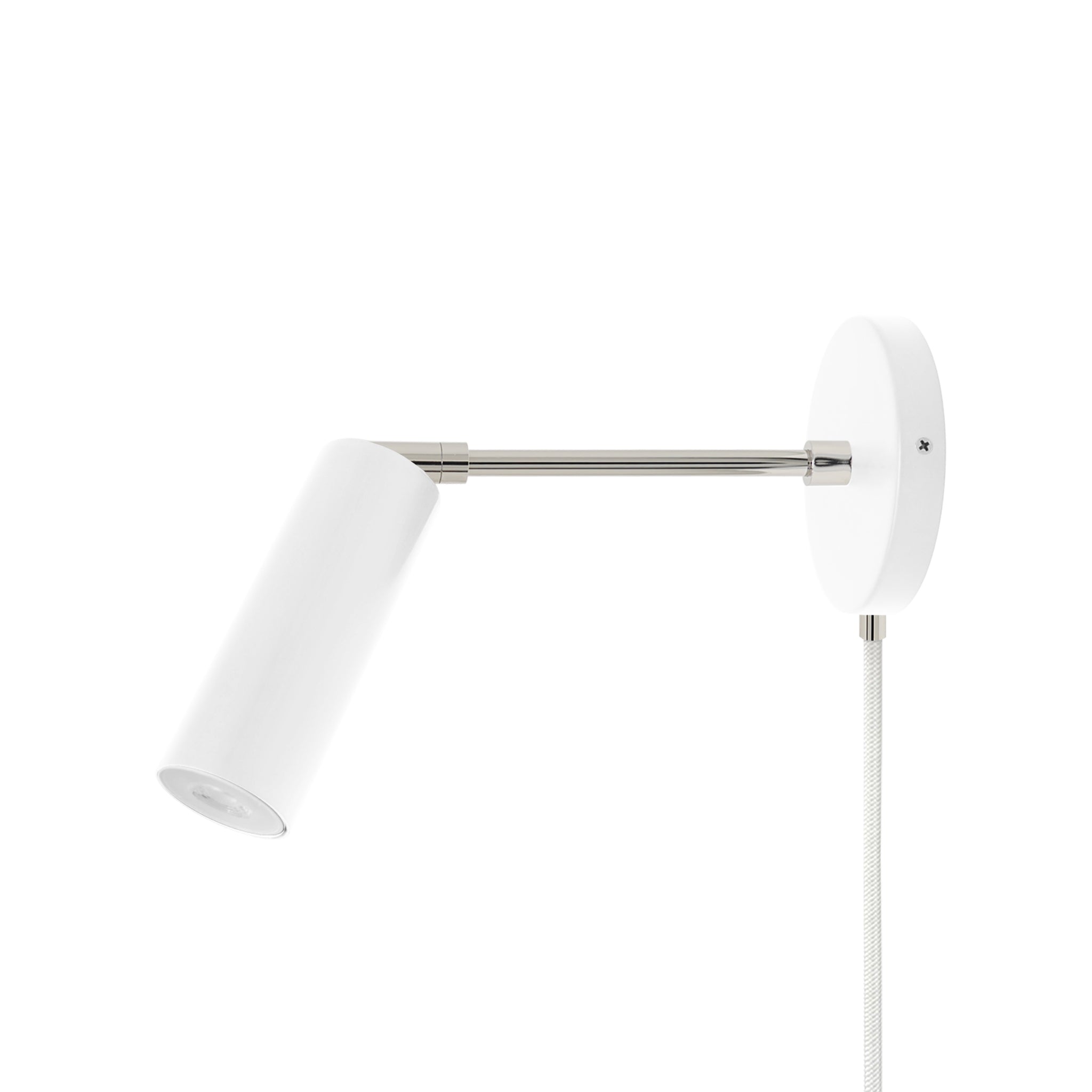 Nickel and white color Reader plug-in sconce 6" arm Dutton Brown lighting