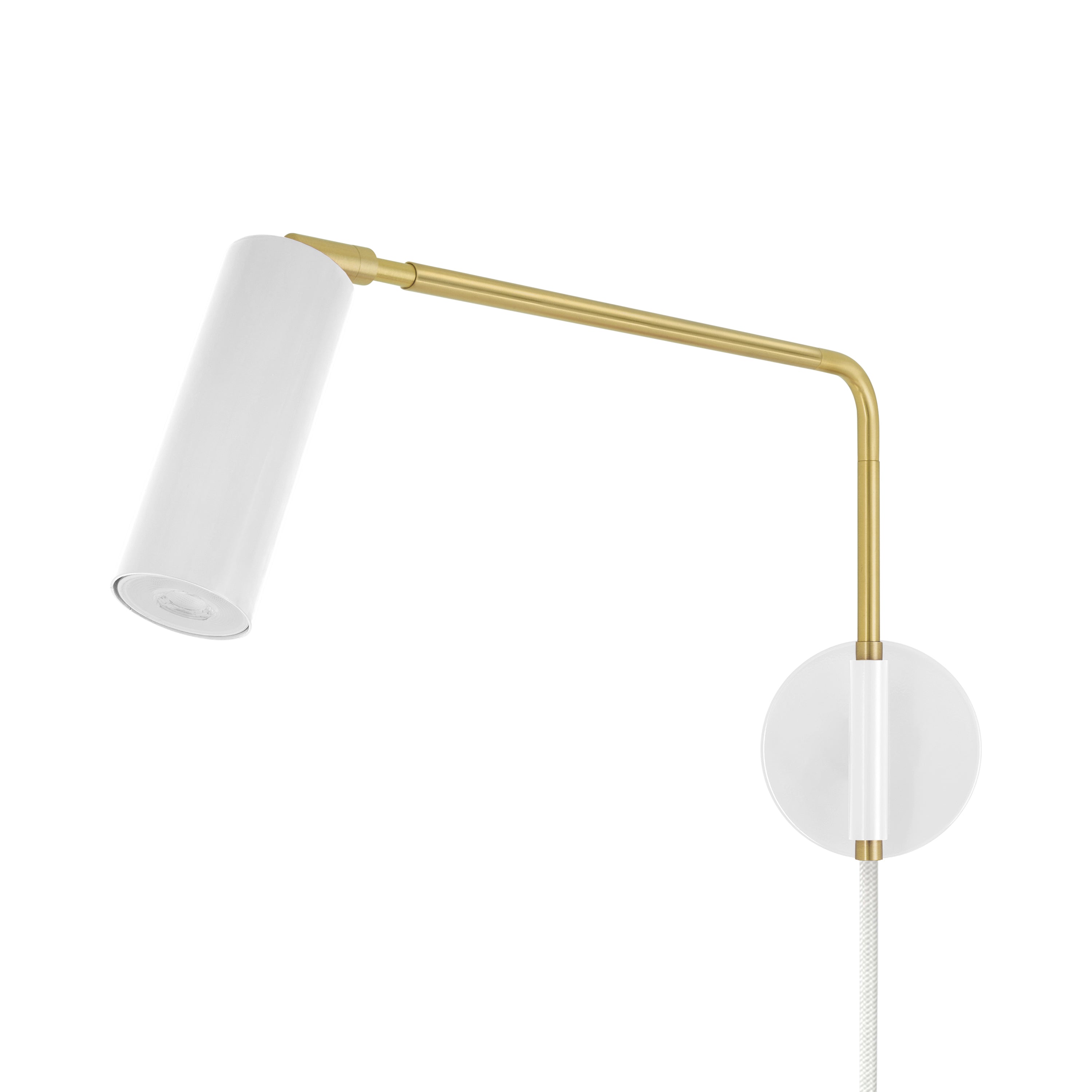 Brass and white color Reader Swing Arm plug-in sconce Dutton Brown lighting