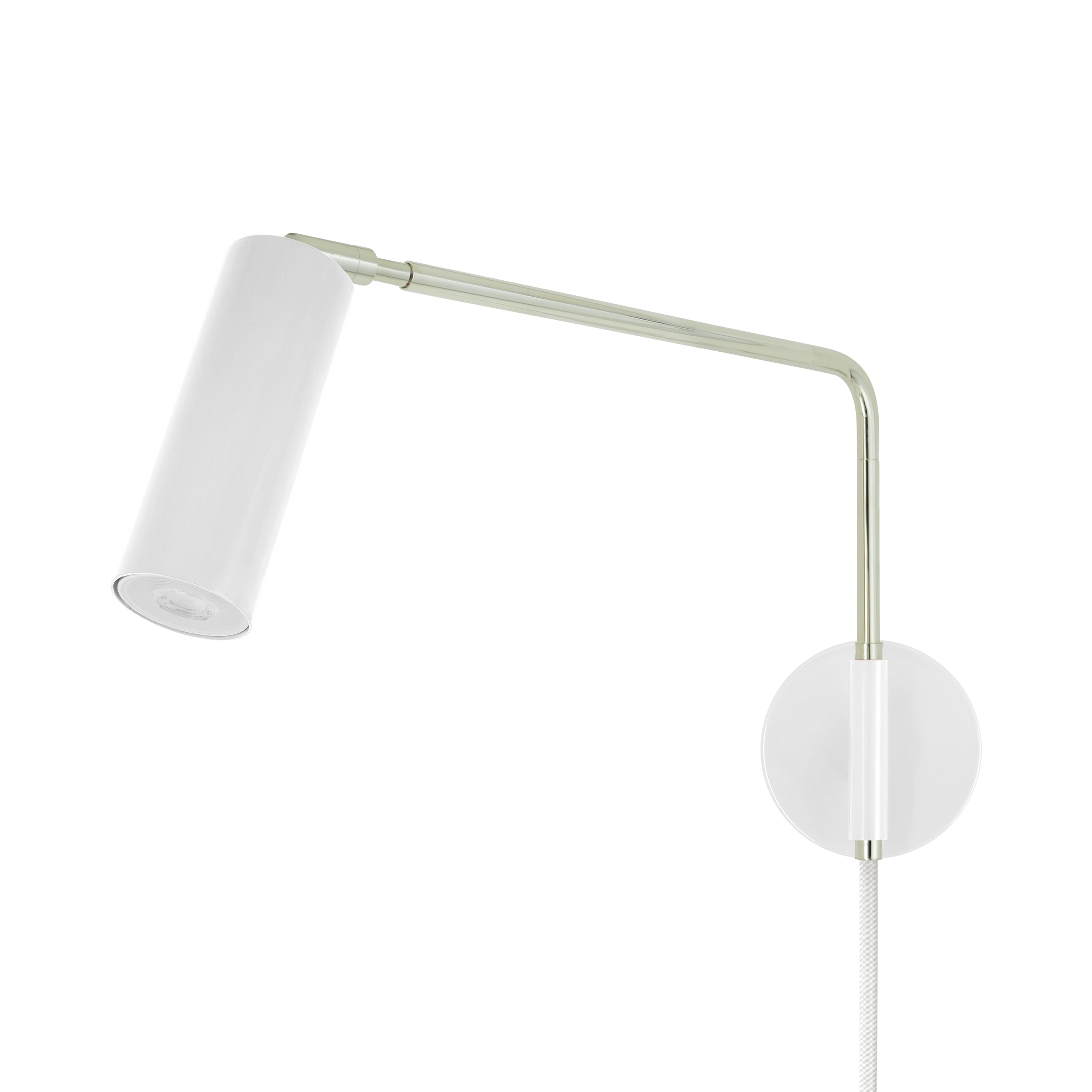 Nickel and white color Reader Swing Arm plug-in sconce Dutton Brown lighting