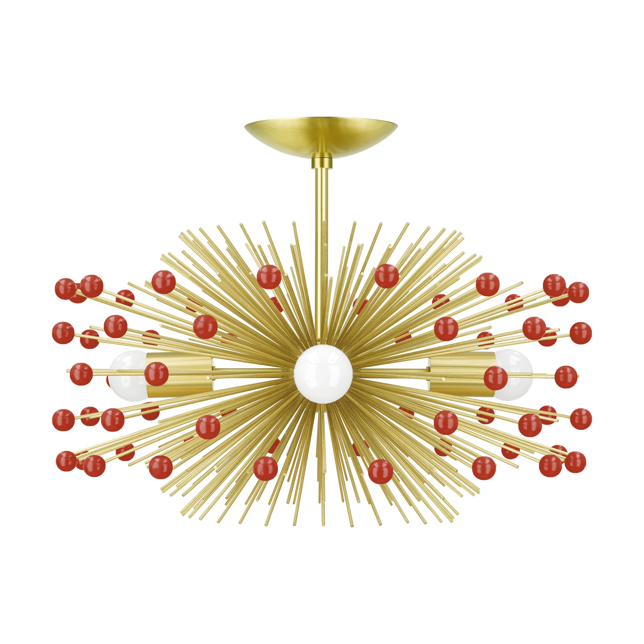 Brass and riding hood red color Beaded Urchin flush mount 20" Dutton Brown lighting