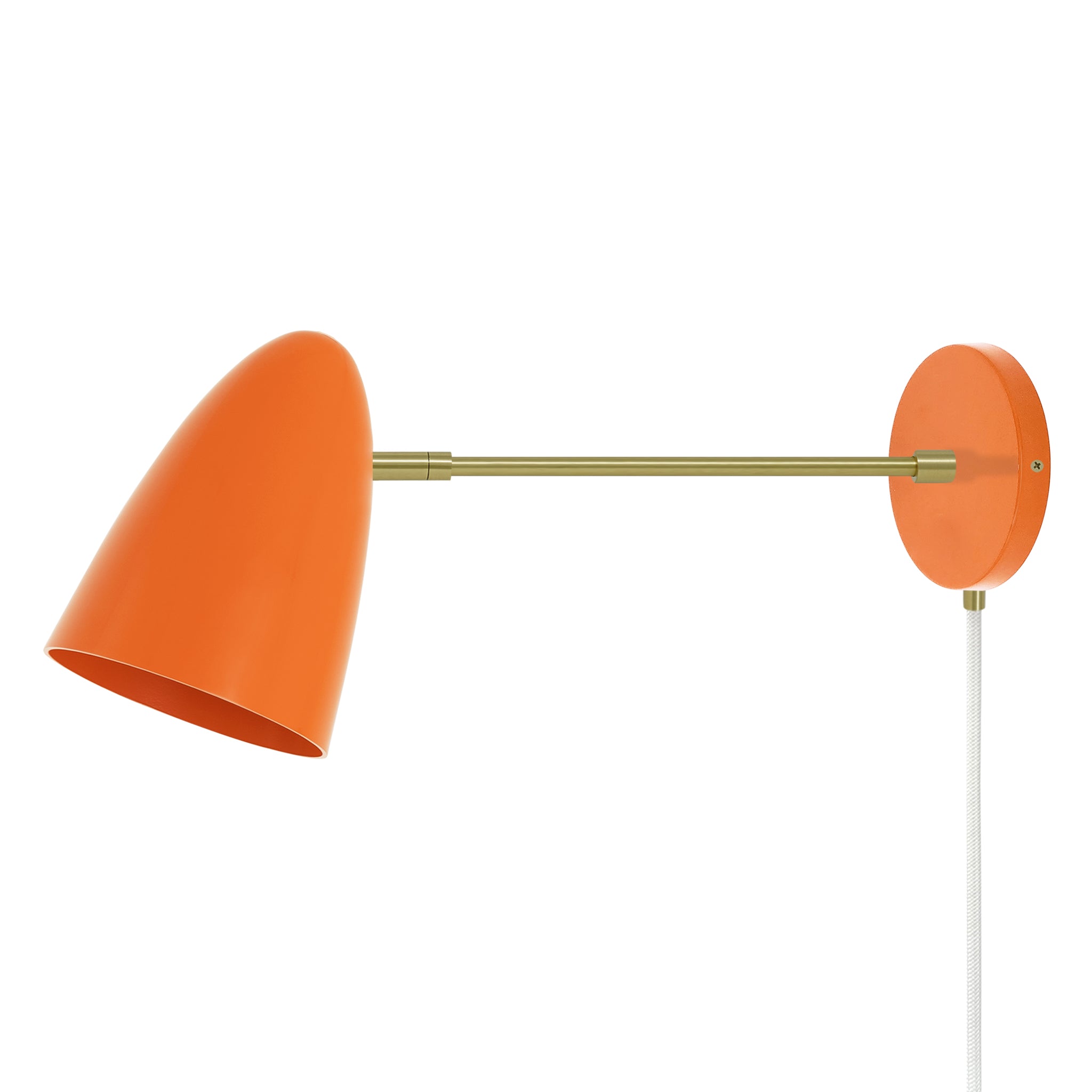 Brass and orange color Boom plug-in sconce 10" arm Dutton Brown lighting