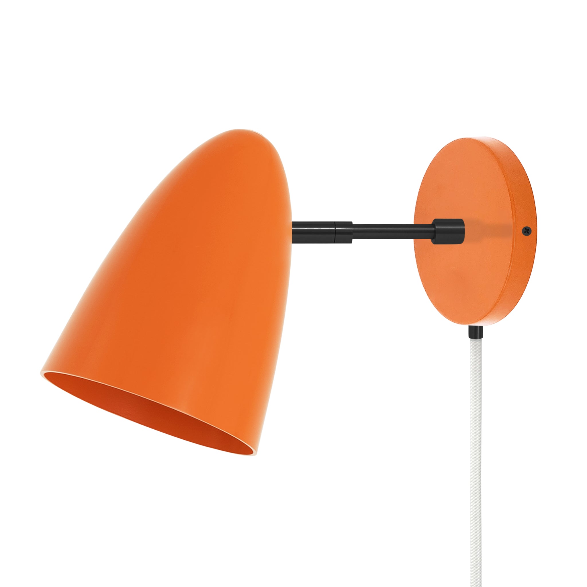 Black and orange color Boom plug-in sconce 3" arm Dutton Brown lighting