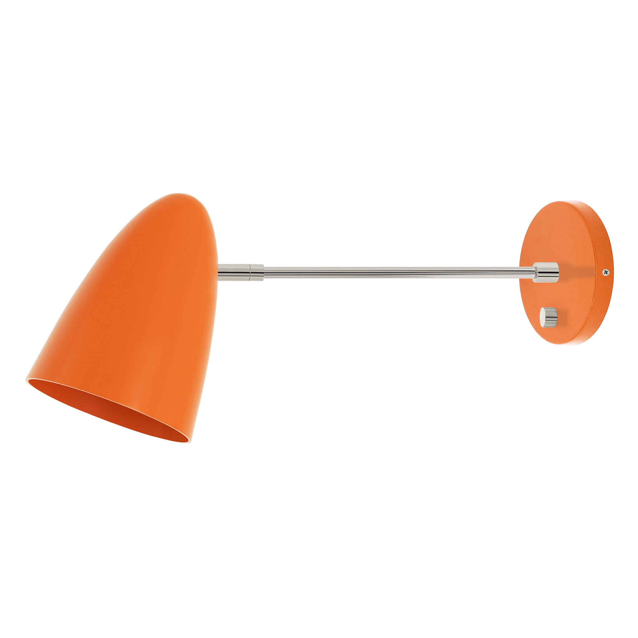 Nickel and orange color Boom sconce 10" arm Dutton Brown lighting