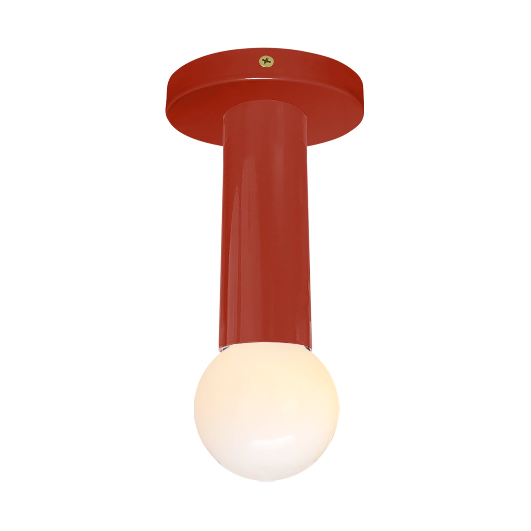 Brass and riding hood red color Eureka flush mount Dutton Brown lighting