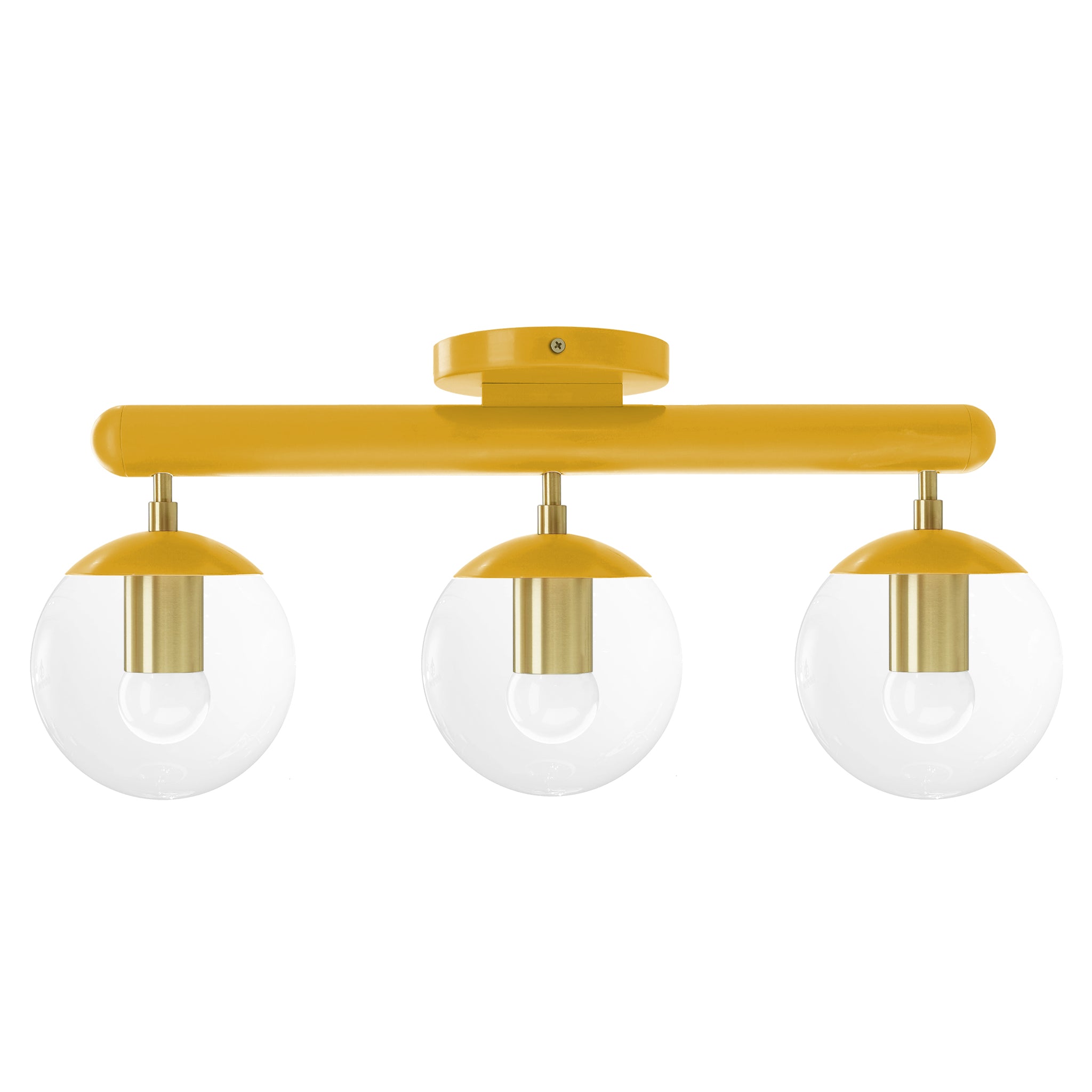Brass and ochre color Icon 3 flush mount Dutton Brown lighting