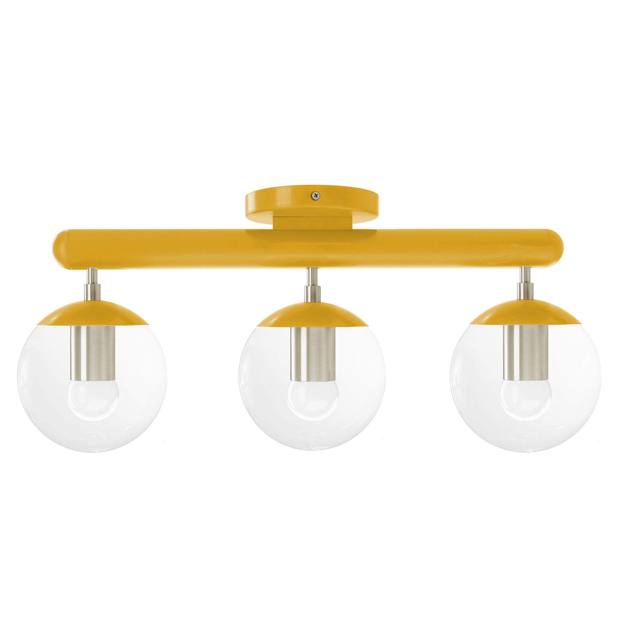 Nickel and ochre color Icon 3 flush mount Dutton Brown lighting