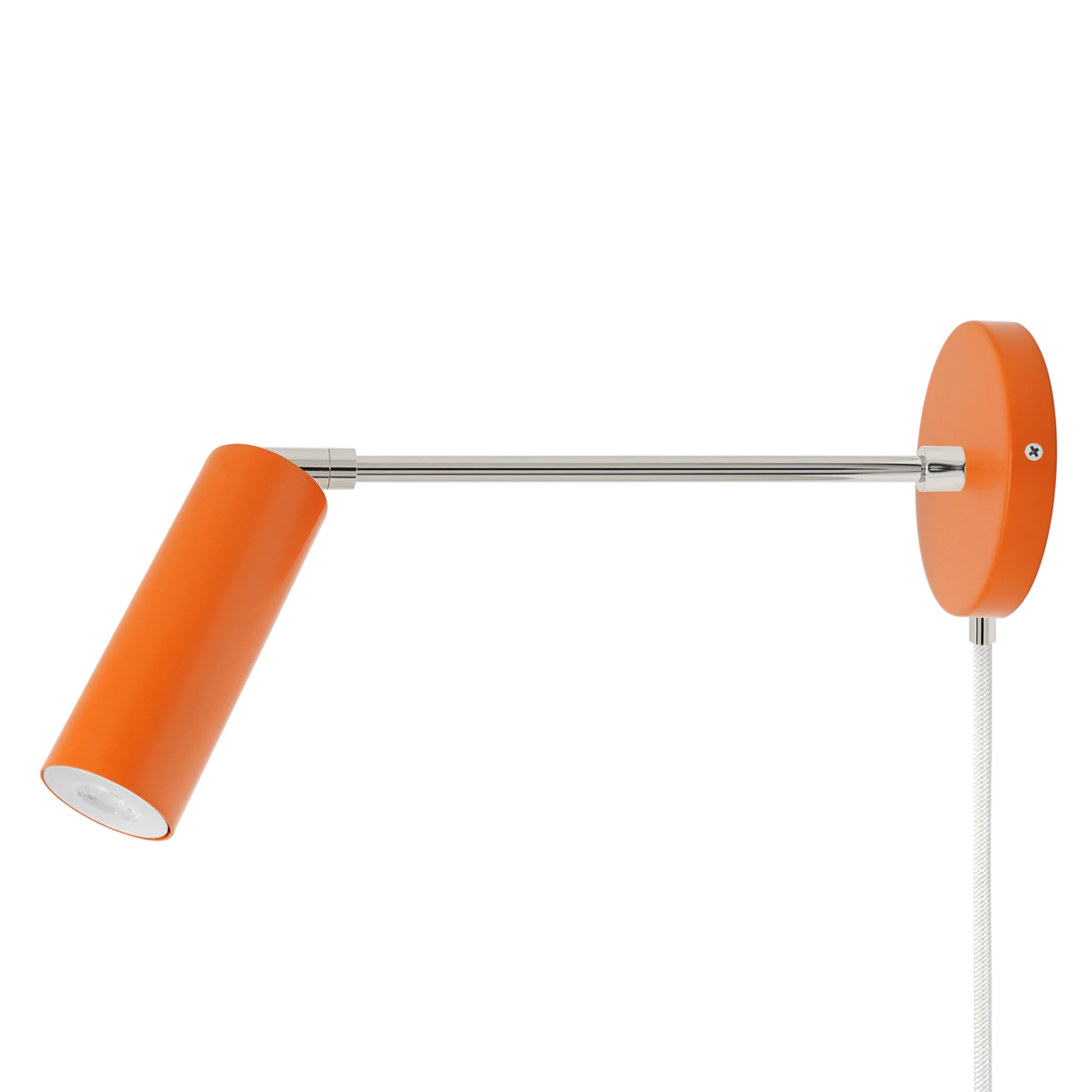 Nickel and orange color Reader plug-in sconce 10" arm Dutton Brown lighting