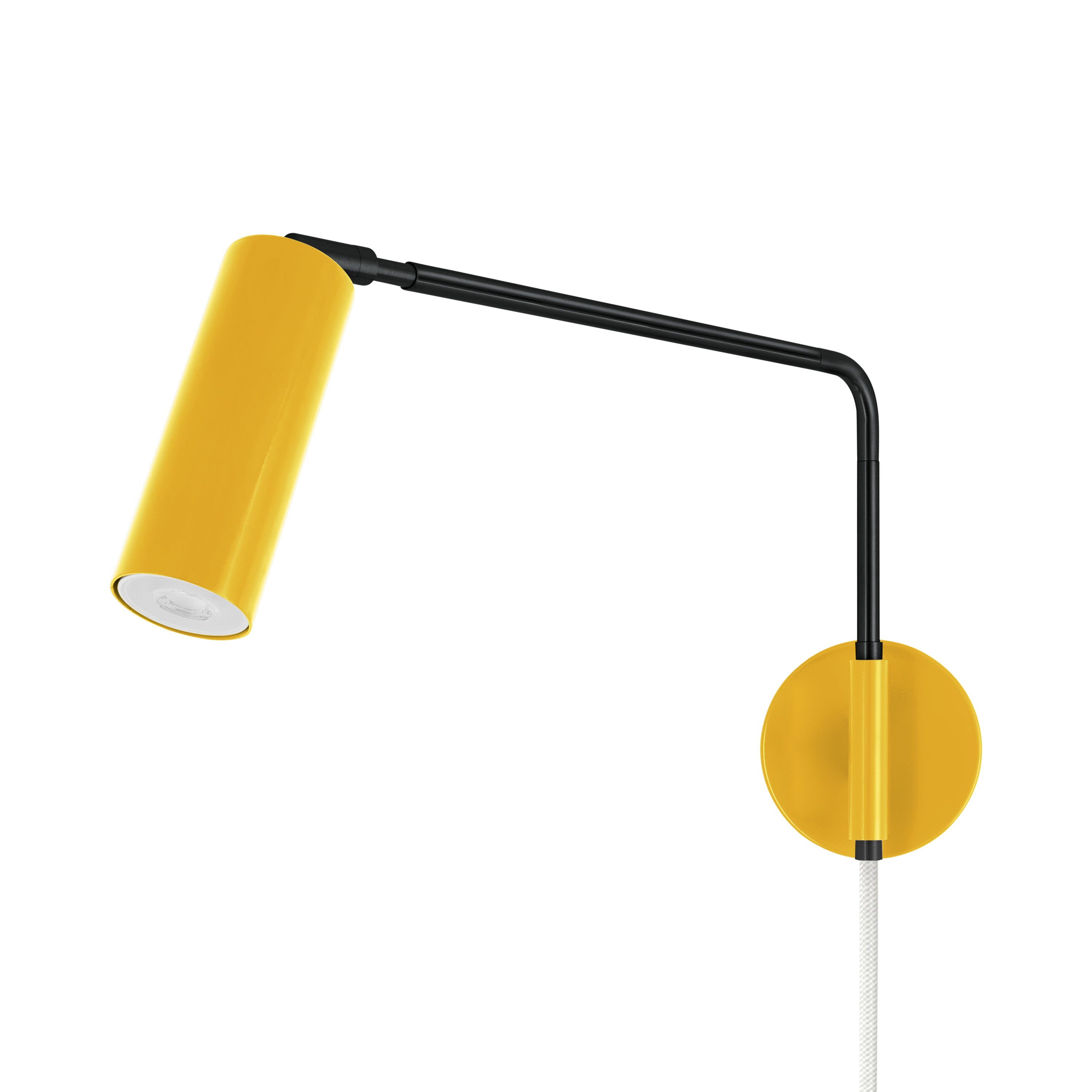 Black and ochre color Reader Swing Arm plug-in sconce Dutton Brown lighting