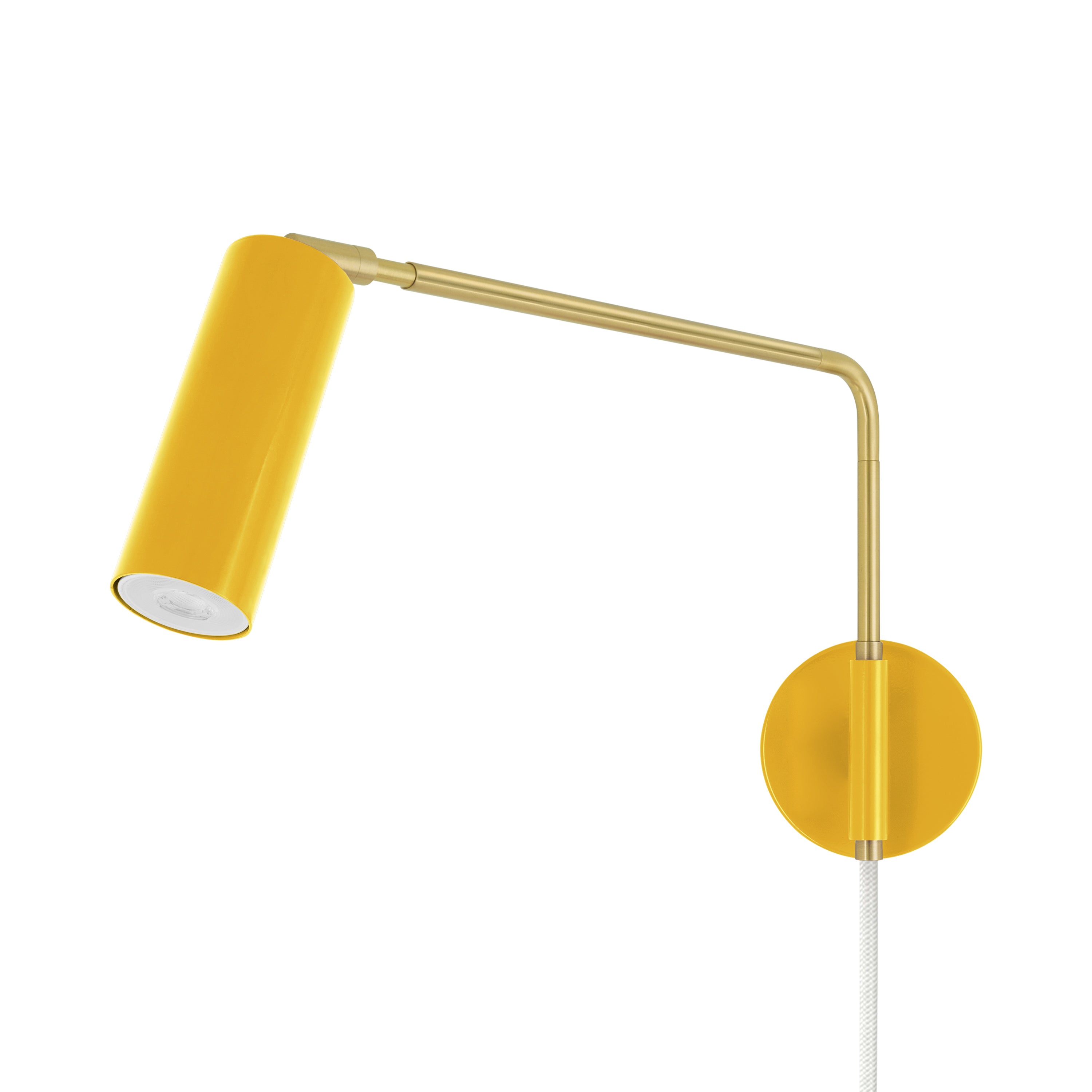 Brass and ochre color Reader Swing Arm plug-in sconce Dutton Brown lighting