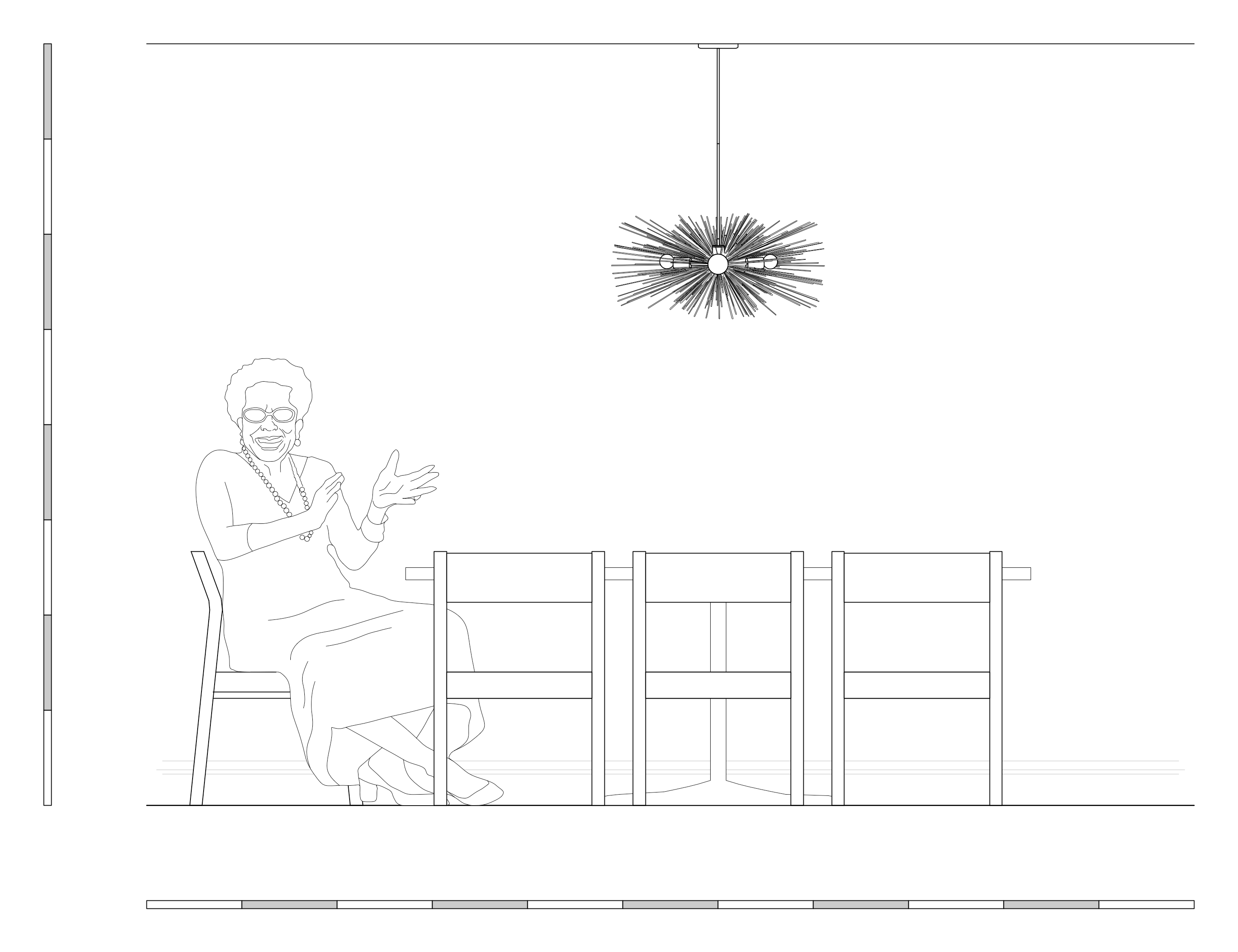 Elevation drawing Urchin chandelier 27" Dutton Brown lighting