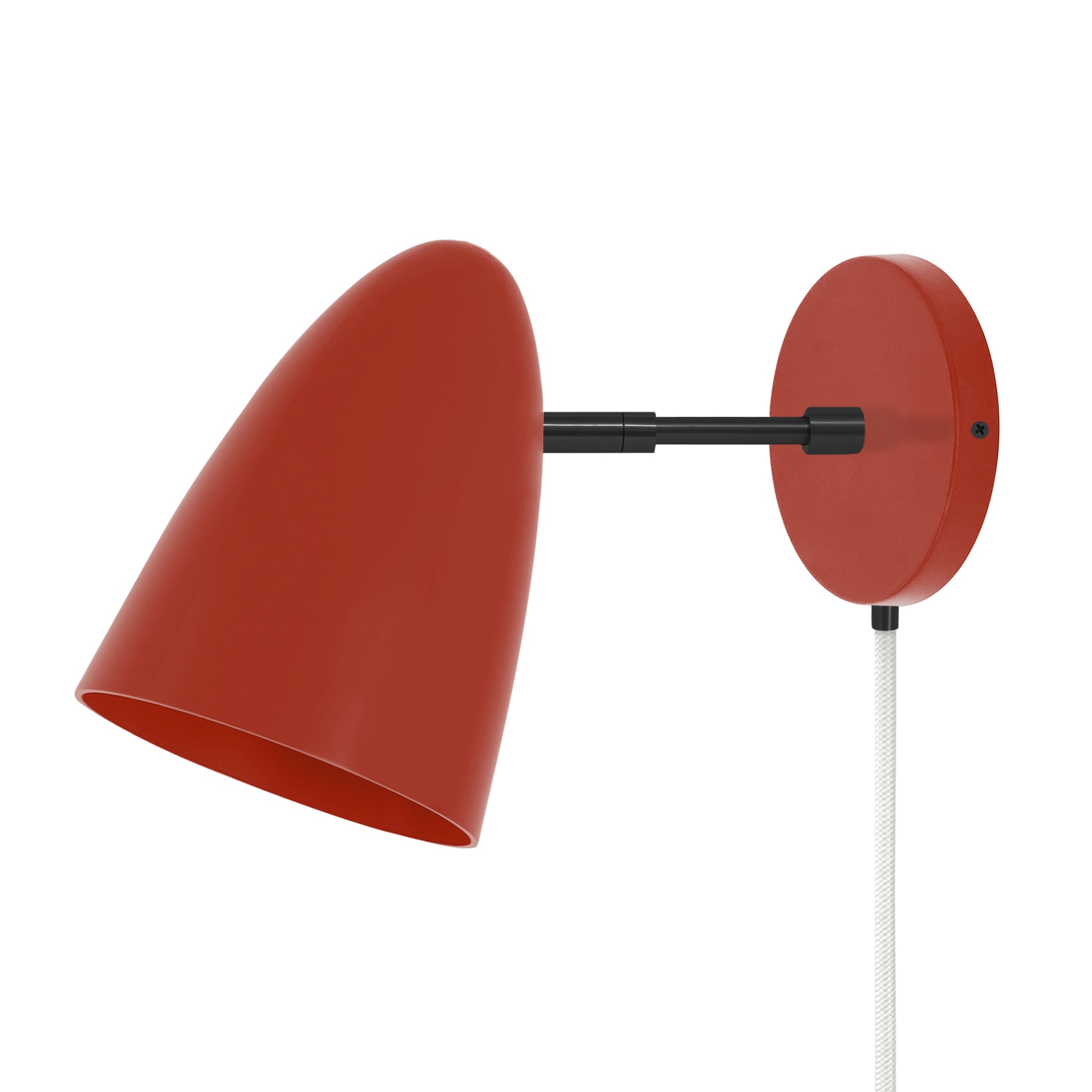 Black and riding hood red color Boom plug-in sconce 3" arm Dutton Brown lighting