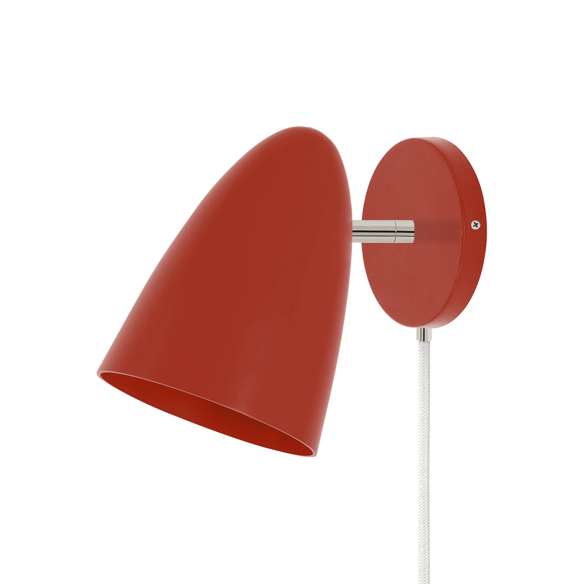 Nickel and riding hood red color Boom plug-in sconce no arm Dutton Brown lighting