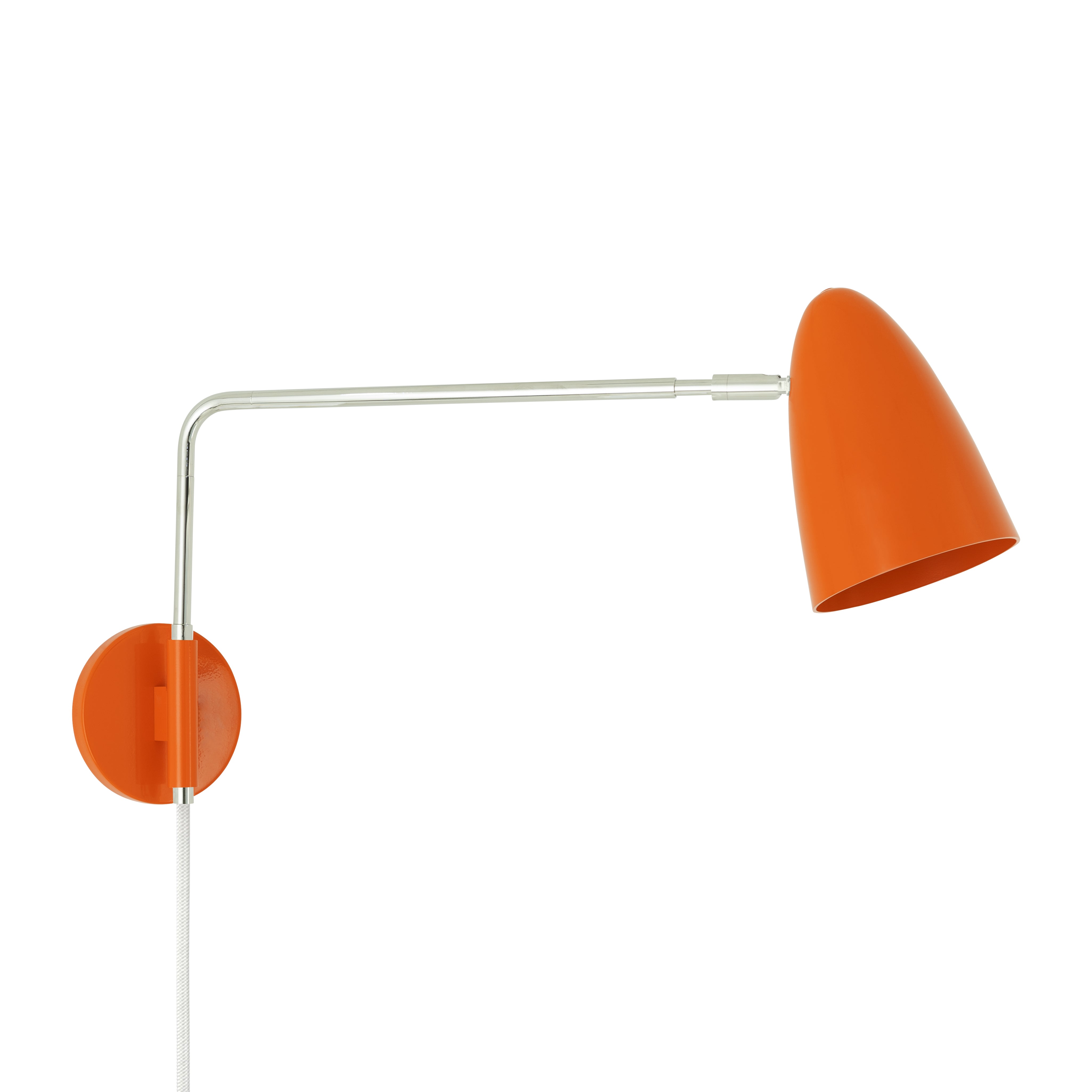 Nickel and orange color Boom Swing Arm plug-in sconce Dutton Brown lighting