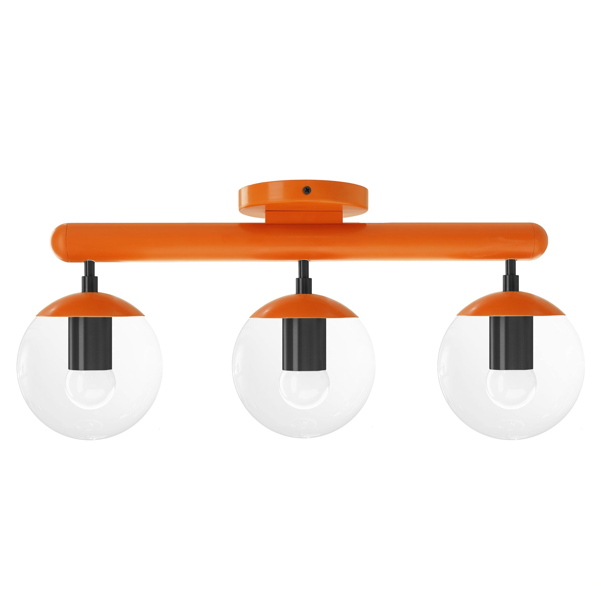 Black and orange color Icon 3 flush mount Dutton Brown lighting