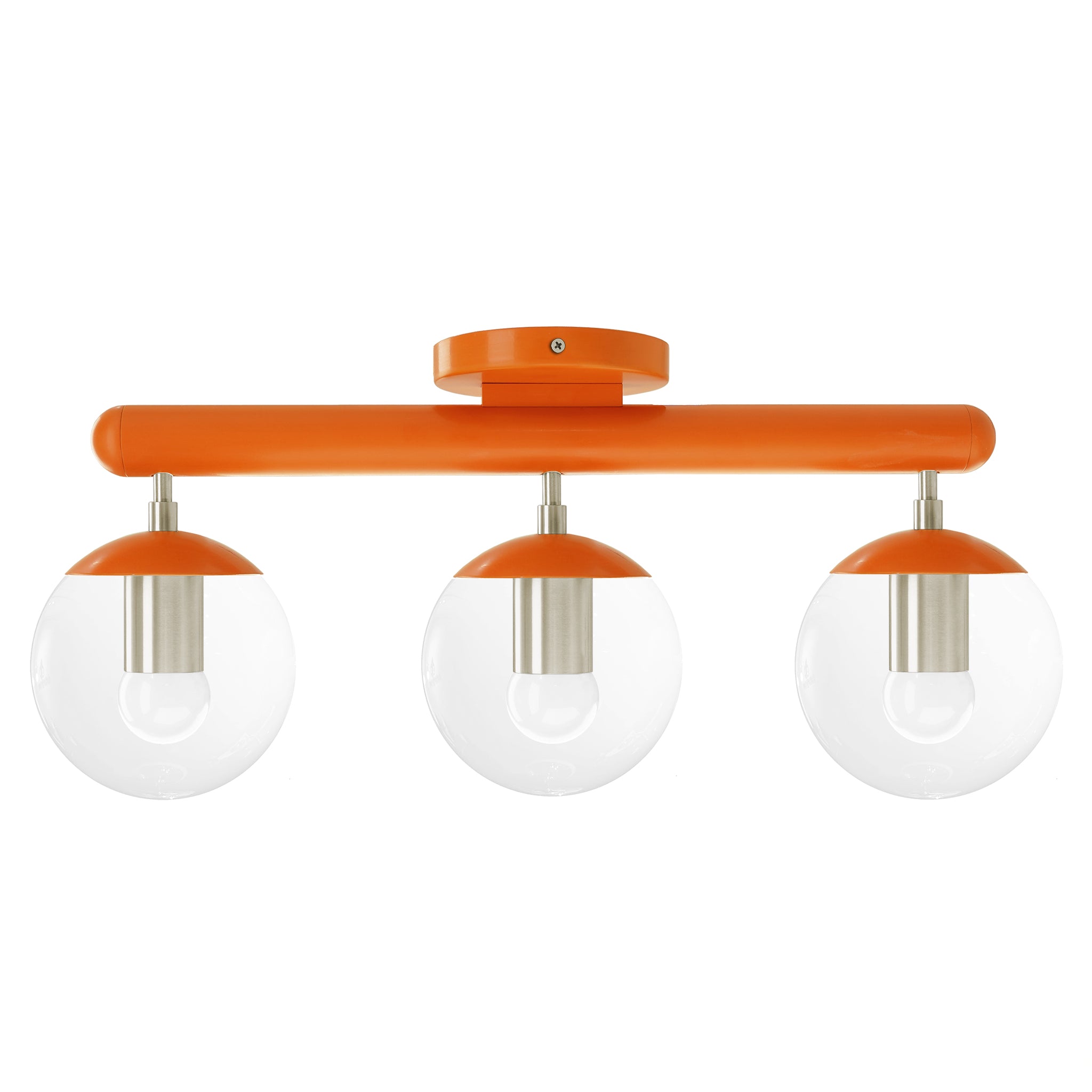 Nickel and orange color Icon 3 flush mount Dutton Brown lighting