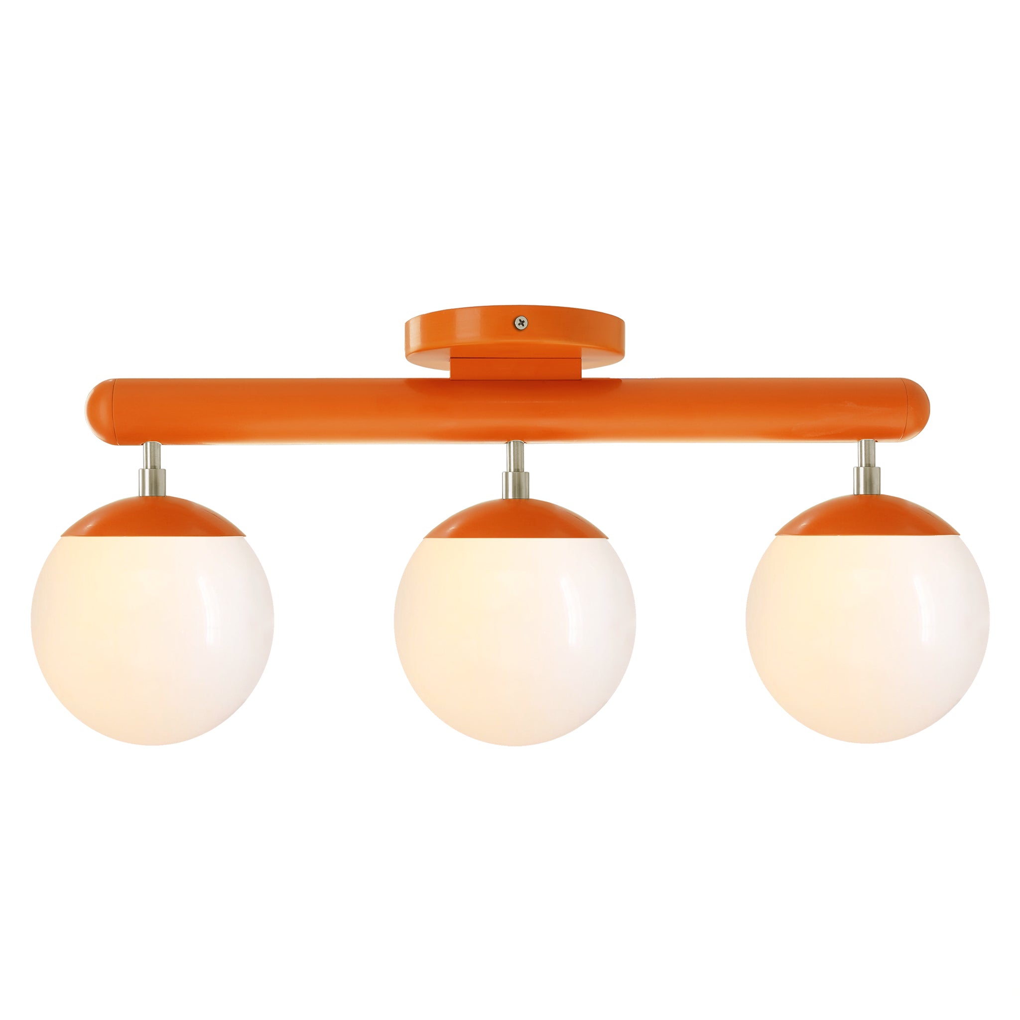 Nickel and orange color Icon 3 flush mount Dutton Brown lighting