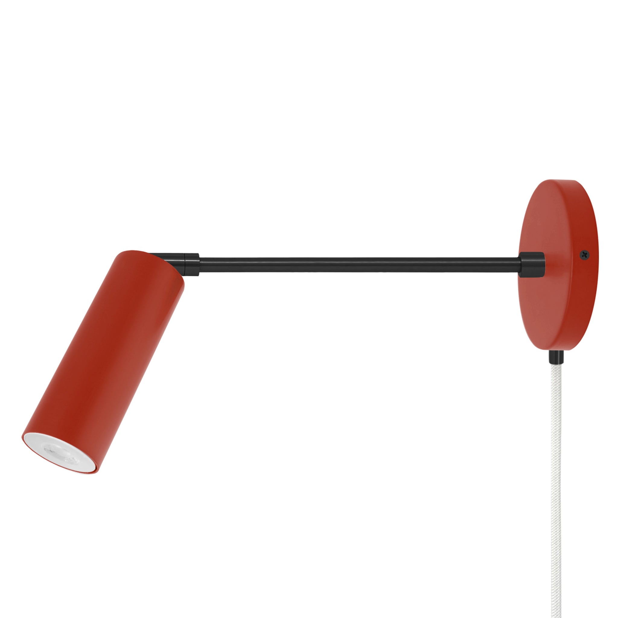 Black and riding hood red color Reader plug-in sconce 10" arm Dutton Brown lighting
