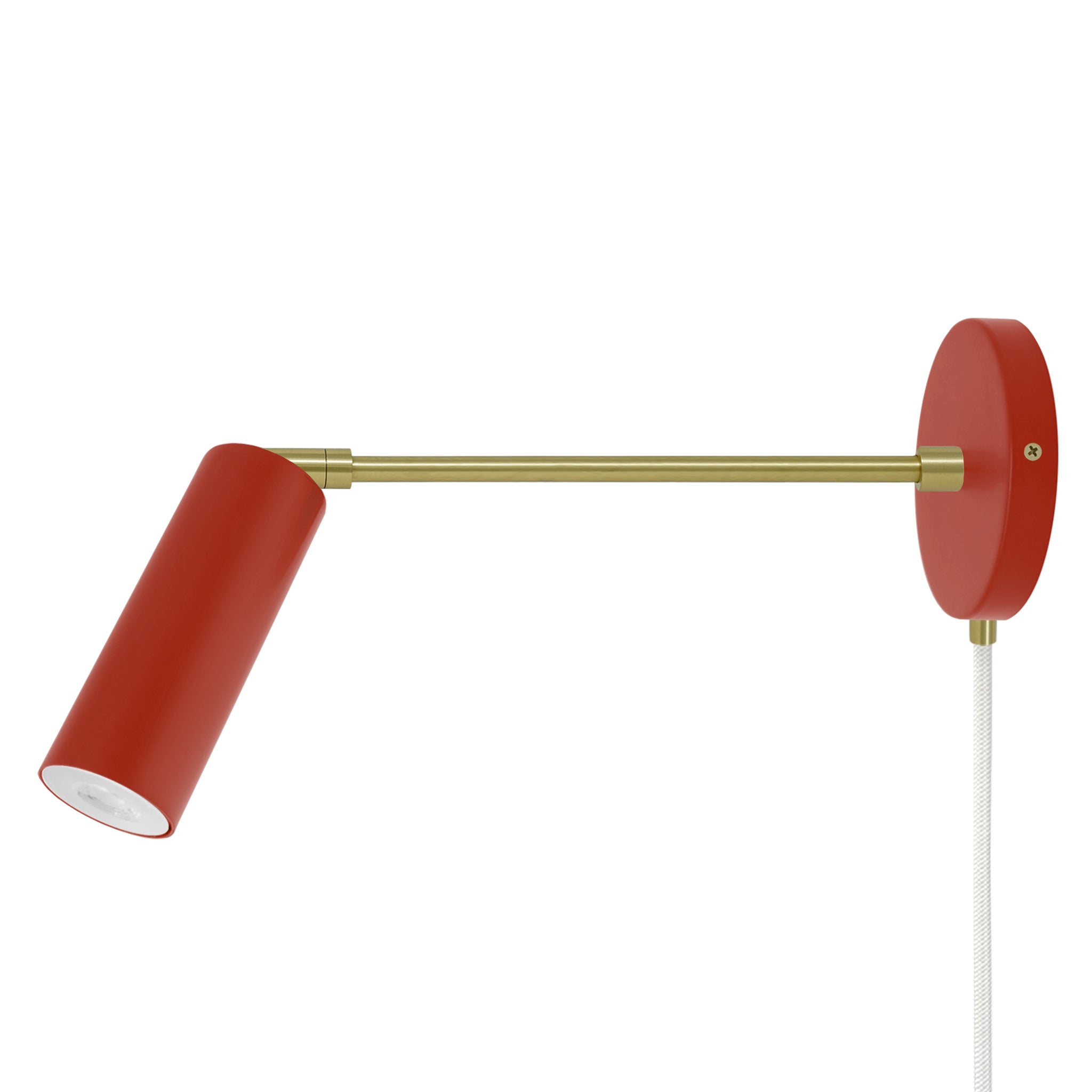 Brass and riding hood red color Reader plug-in sconce 10" arm Dutton Brown lighting