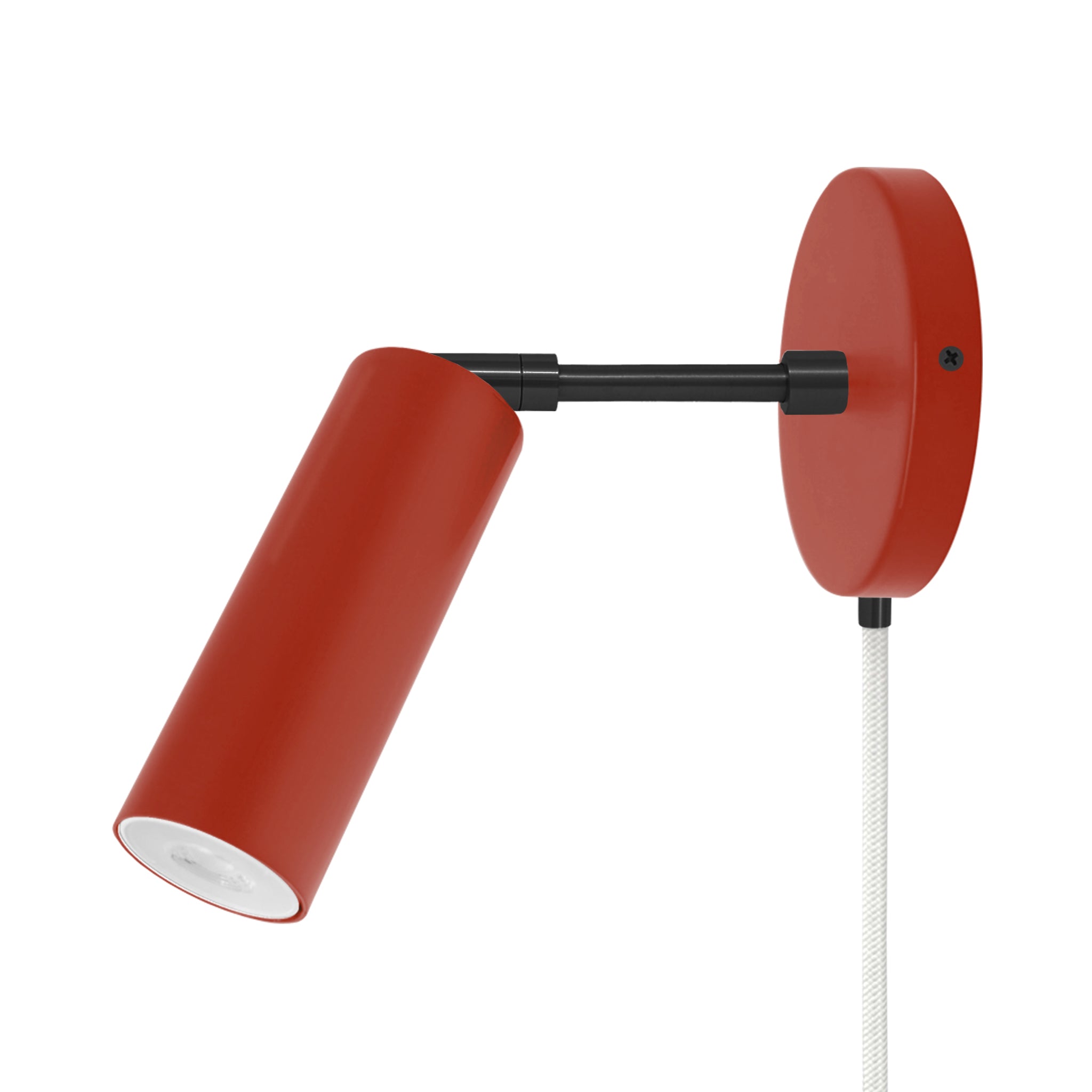 Black and riding hood red color Reader plug-in sconce 3" arm Dutton Brown lighting