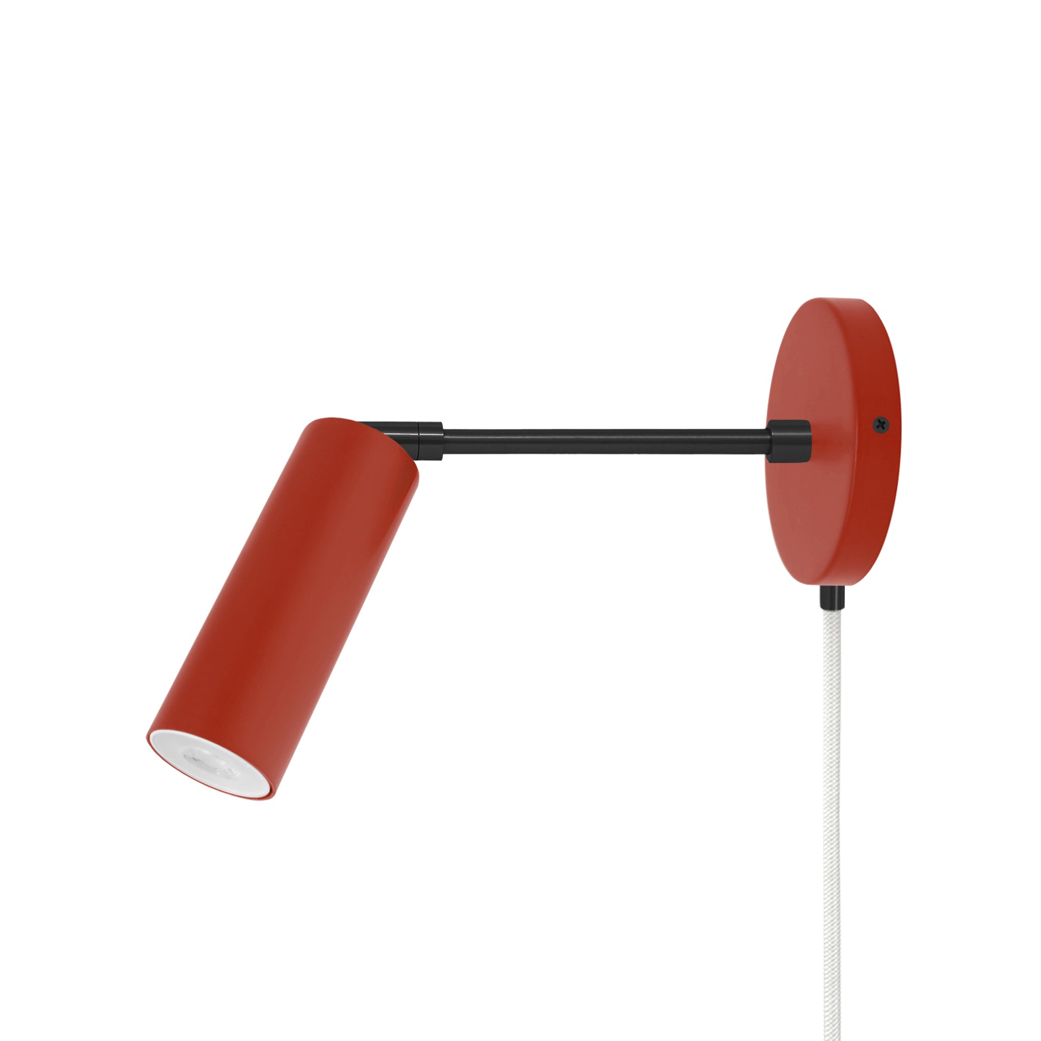 Black and riding hood red color Reader plug-in sconce 6" arm Dutton Brown lighting