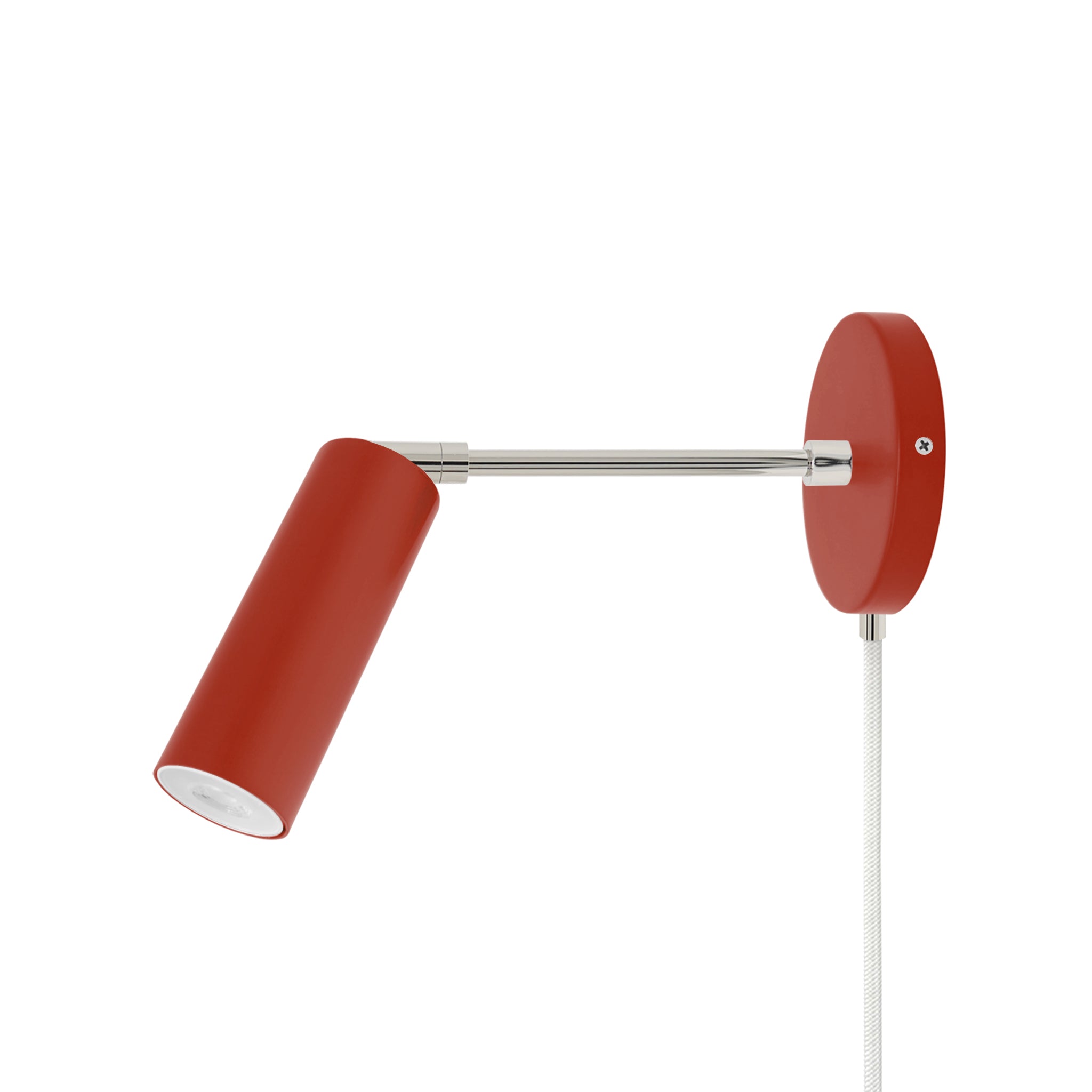 Nickel and riding hood red color Reader plug-in sconce 6" arm Dutton Brown lighting