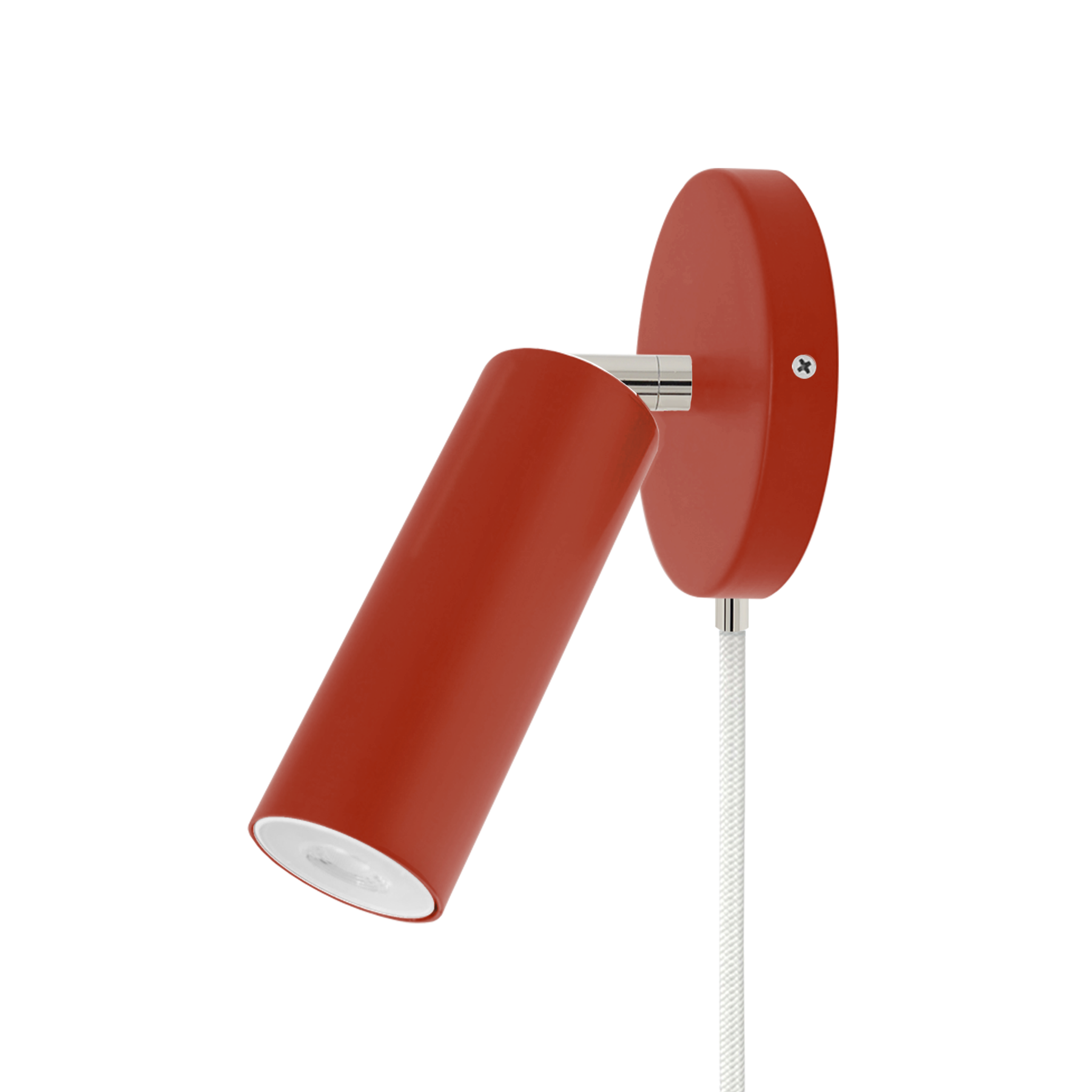 Nickel and riding hood red color Reader plug-in sconce no arm Dutton Brown lighting