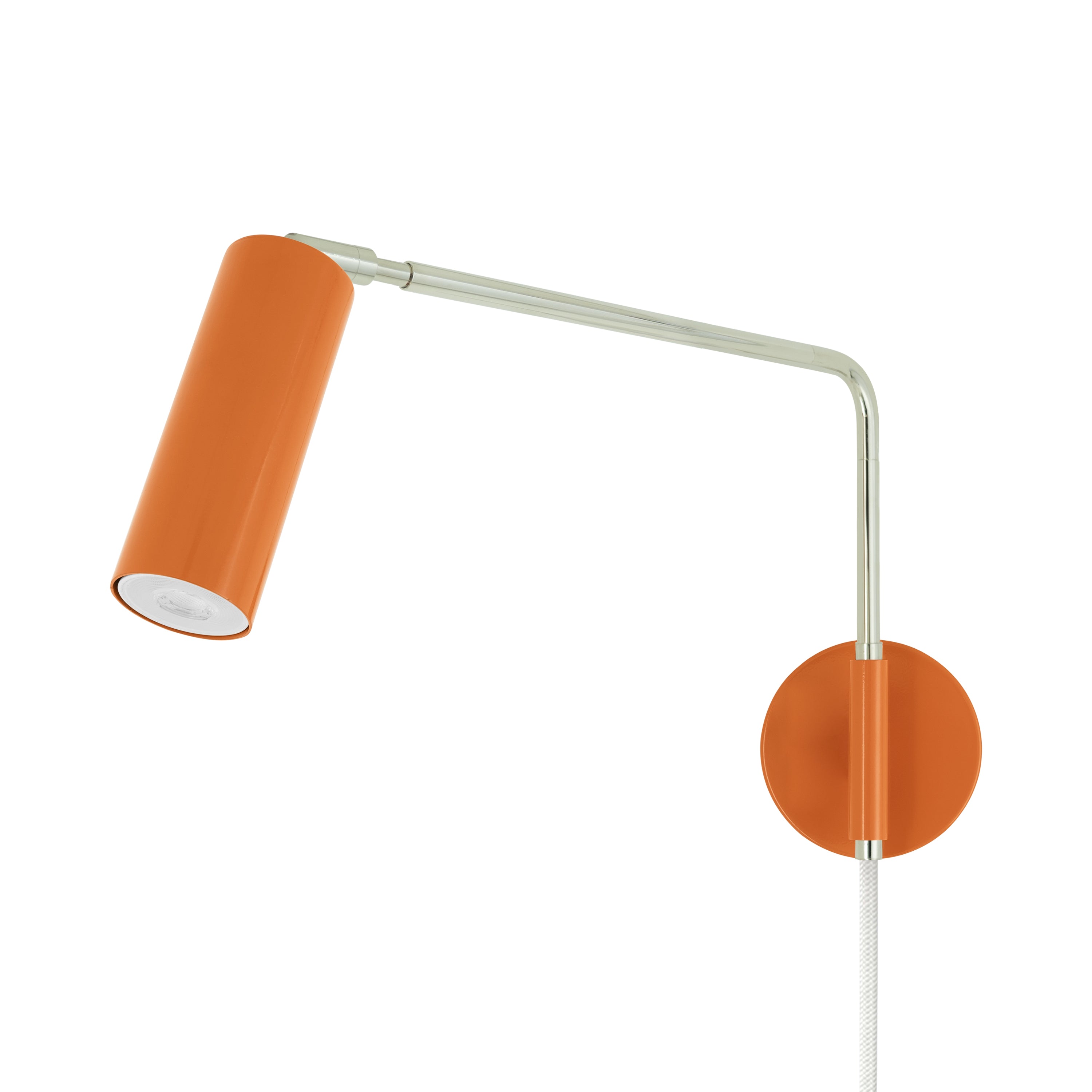 Nickel and orange color Reader Swing Arm plug-in sconce Dutton Brown lighting