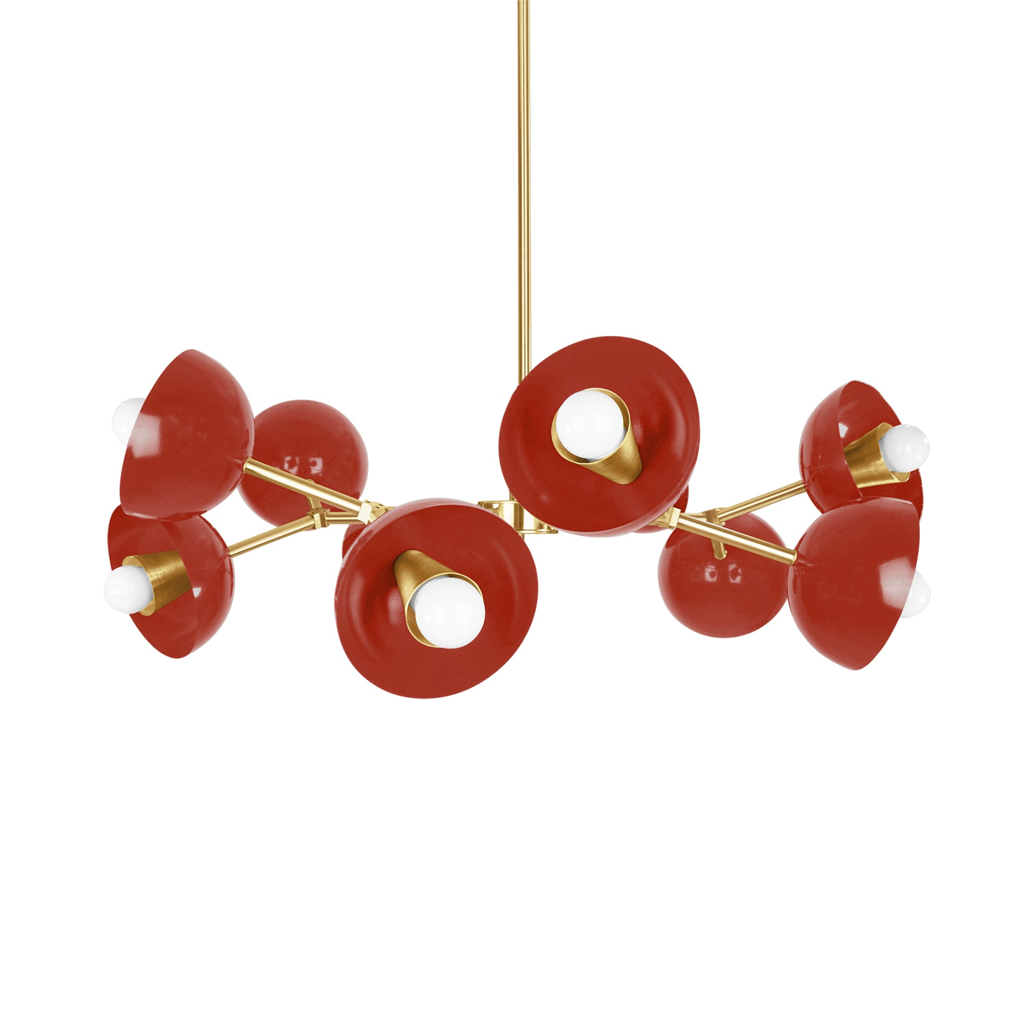 Brass and riding hood red color Alegria chandelier 30" Dutton Brown lighting