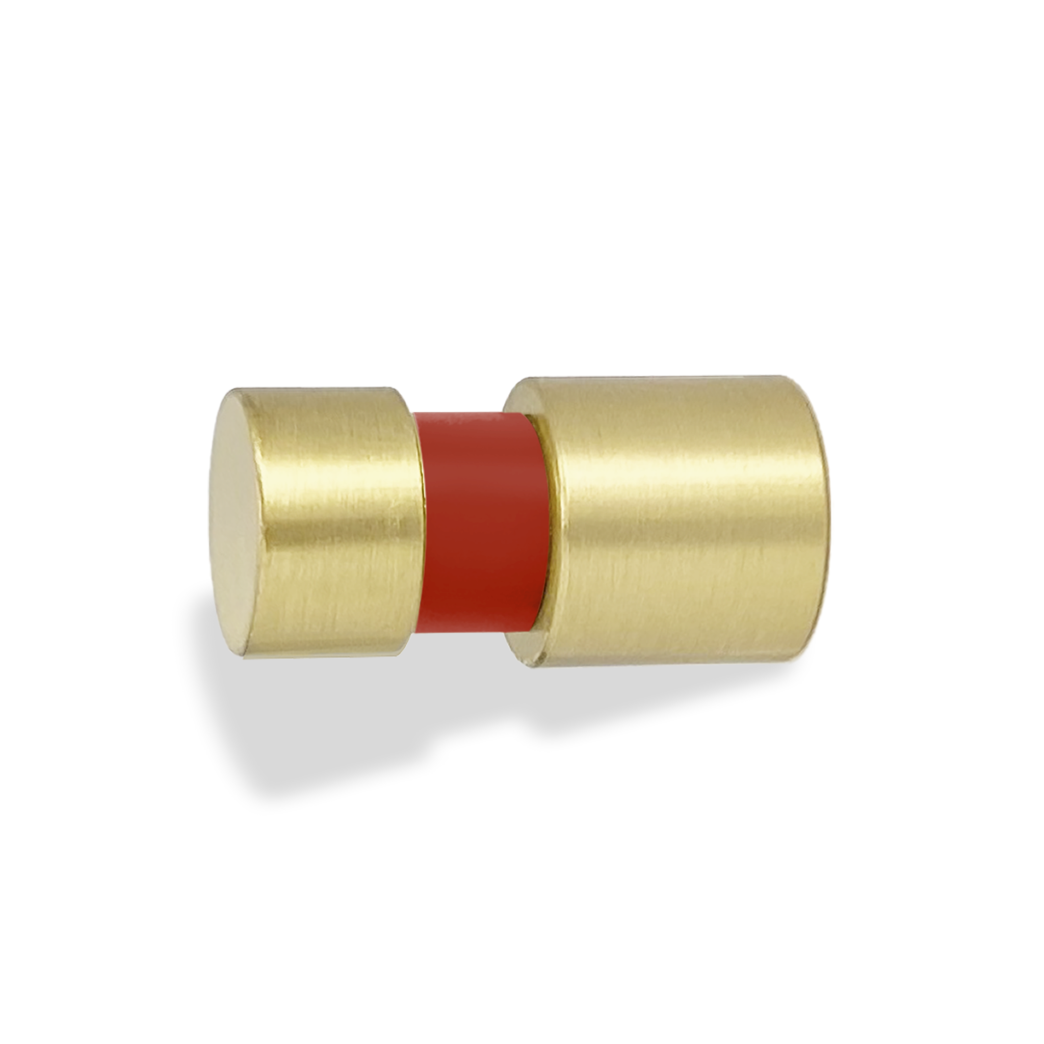 Brass and riding hood red color Beau knob Dutton Brown hardware