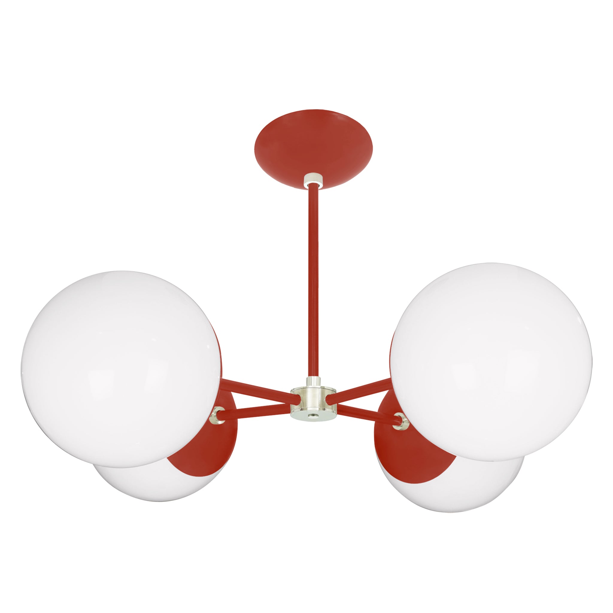 Nickel and riding hood red color Big Orbi chandelier Dutton Brown lighting